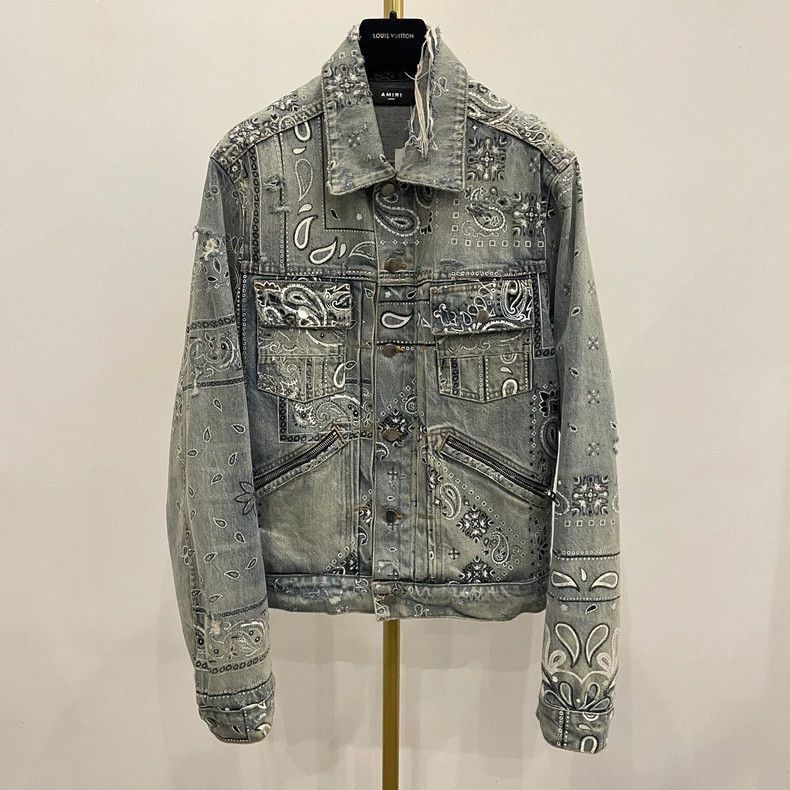 Amiri AMIRI cashew print multi-pocket denim jacket-2506 Size US L / EU 52-54 / 3 - 1 Thumbnail