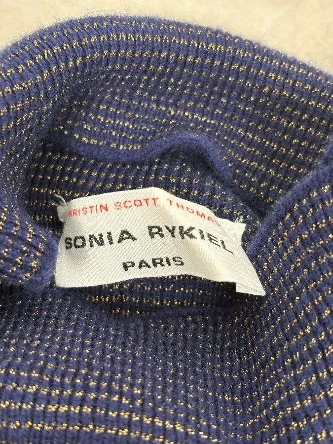 Vintage 2000s Sonia Rykiel Navy Striped Cashmere Sweater Size M / US 6-8 / IT 42-44 - 9 Thumbnail
