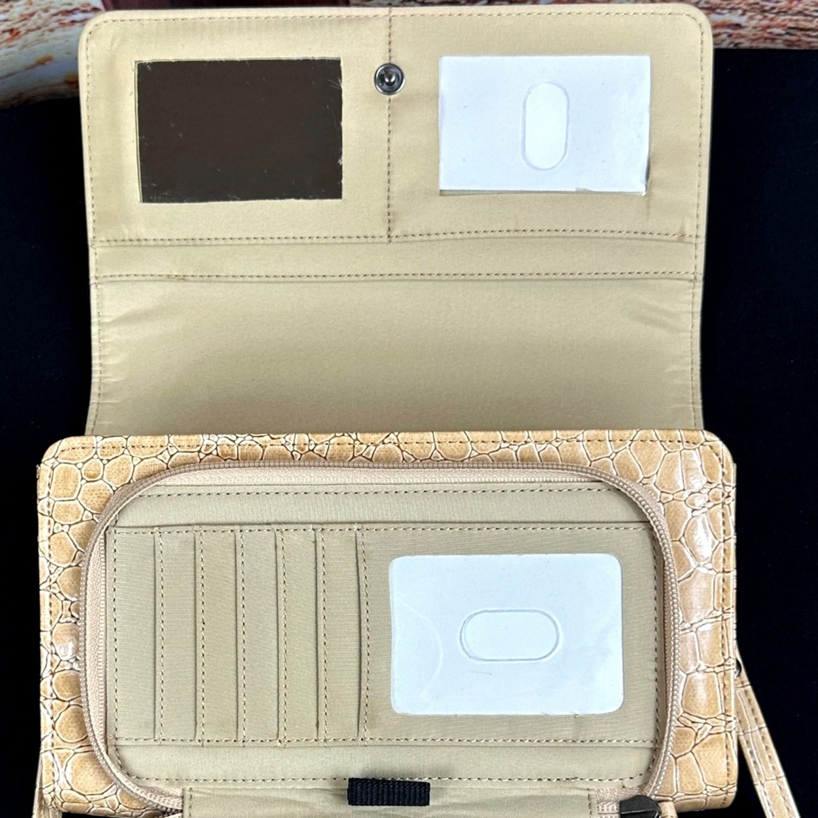 Other Buxton Faux Croc Clutch Purse Strap Checkbook Cover -Tan Size ONE SIZE - 7 Thumbnail