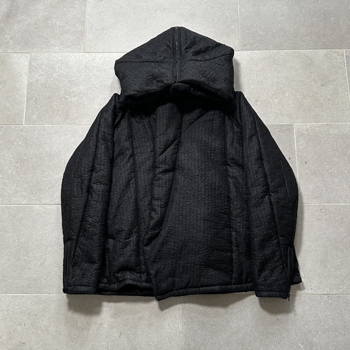 image of Julius Fw16 Needle Punched Wool Padded Parka in Black, Men's (Size Large)