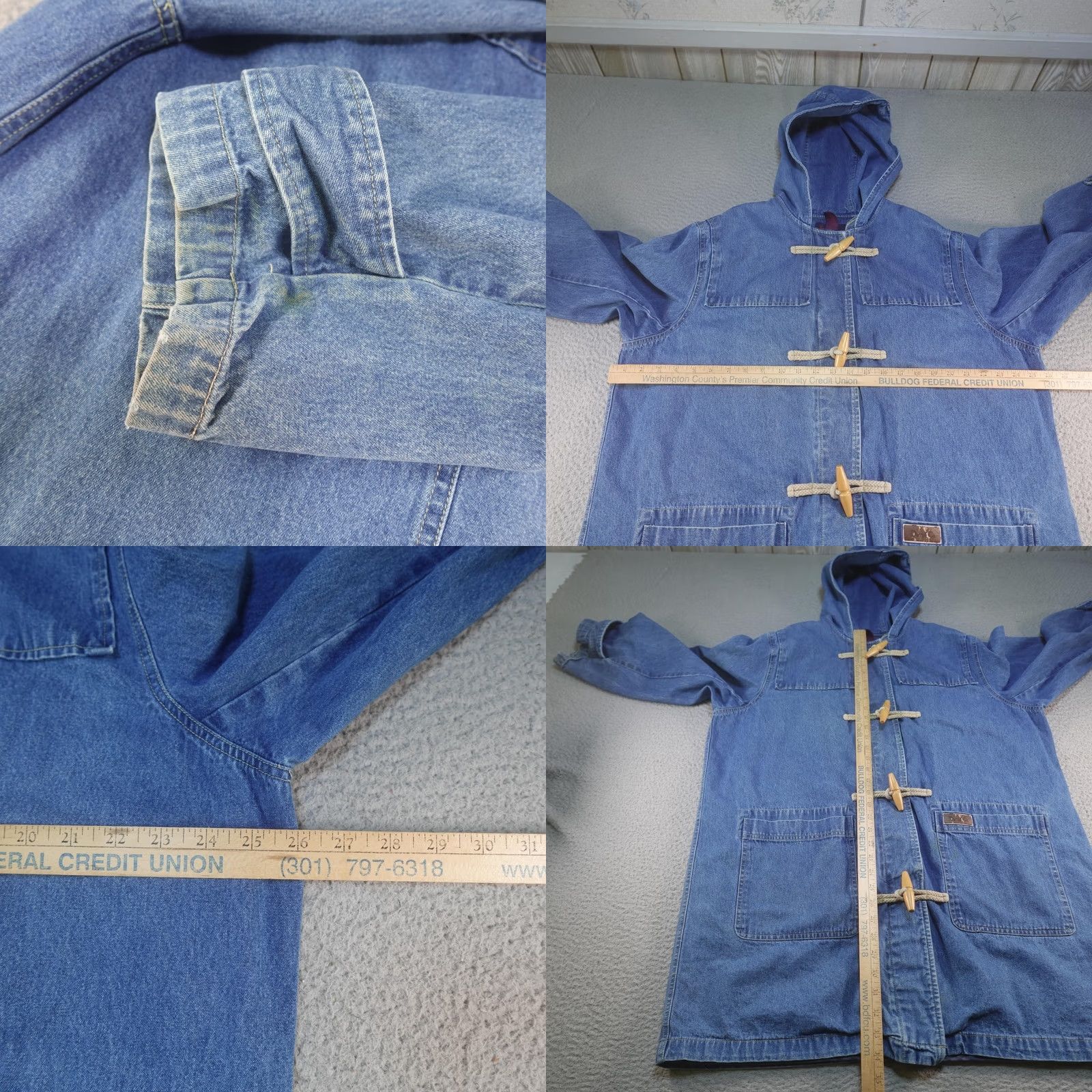 Denim & Co. Denim & Co. Denim Coat Womens 1X Blue Hooded Pockets Toggle Mid-Length Parka Jacket Coat Size XL / US 12-14 / IT 48-50 - 10 Thumbnail
