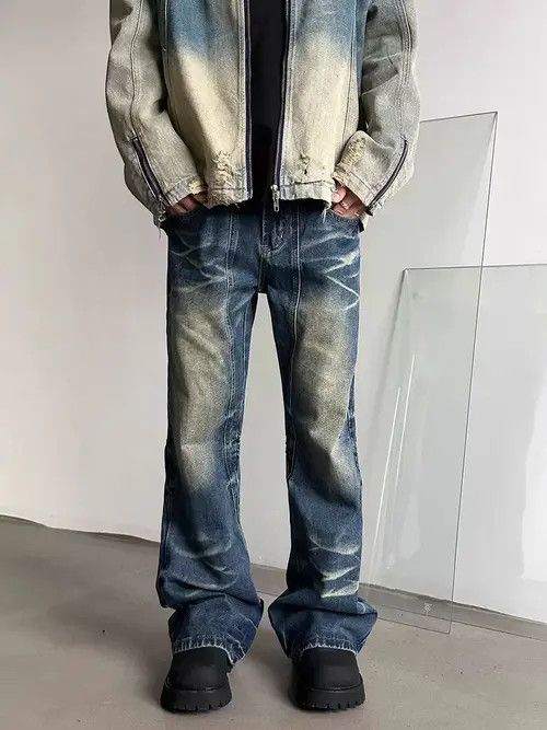 VIBE Vintage Washed Cat Whiskers Street Hip Hop Y2K Jeans Size US 34 / EU 50 - 4 Thumbnail