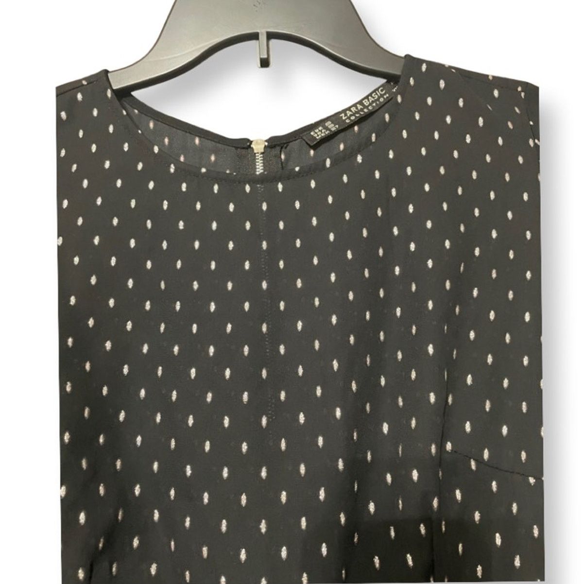 Zara Zara Black Polka Dot Romper 3/4 Sleeve Romper Playsuit S Size 28" / US 6 / IT 42 - 3 Thumbnail