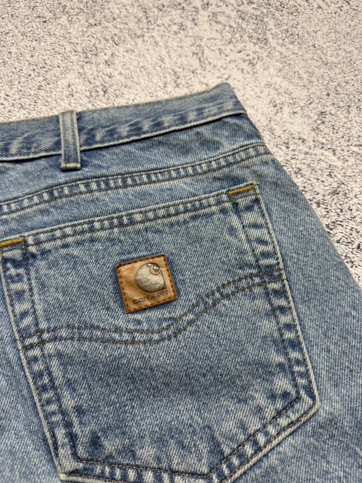 Carhartt Vintage Carhartt Jeans Work Skate Denim Pants Leather Logo Size US 38 / EU 54 - 9 Thumbnail