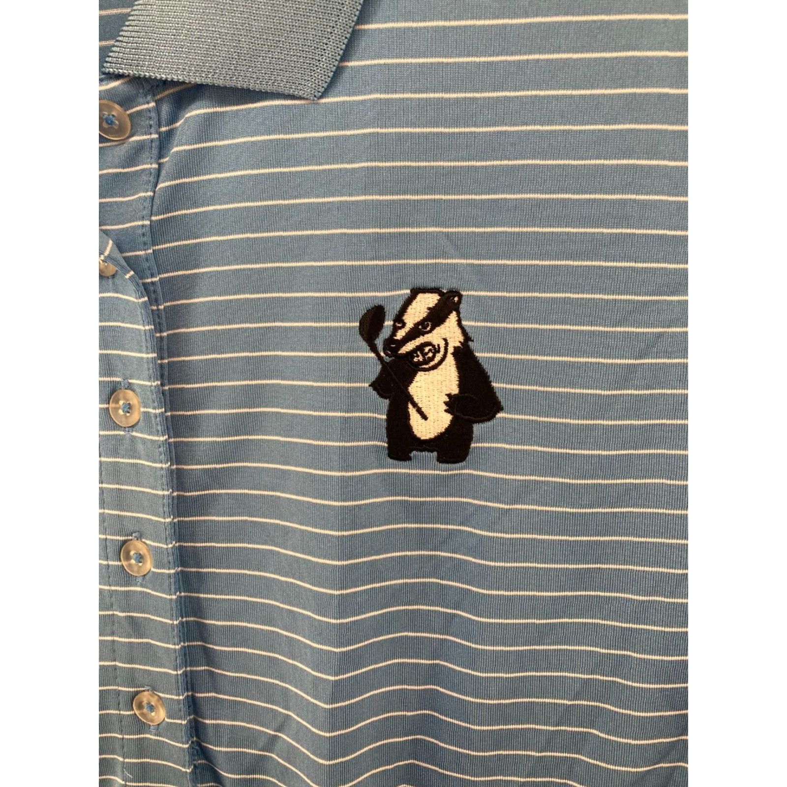 Nike Nike Golf Polo Shirt Mens Large Blue Stripe DriFit Honey Badger Cup 2015 Size US L / EU 52-54 / 3 - 6 Thumbnail