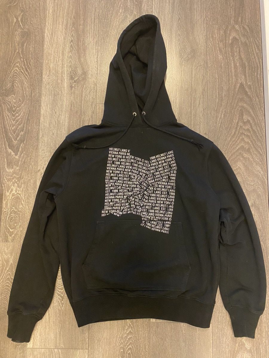 image of Helmut Lang Wrapped Logo Hoodie in Black, Men's (Size Small)