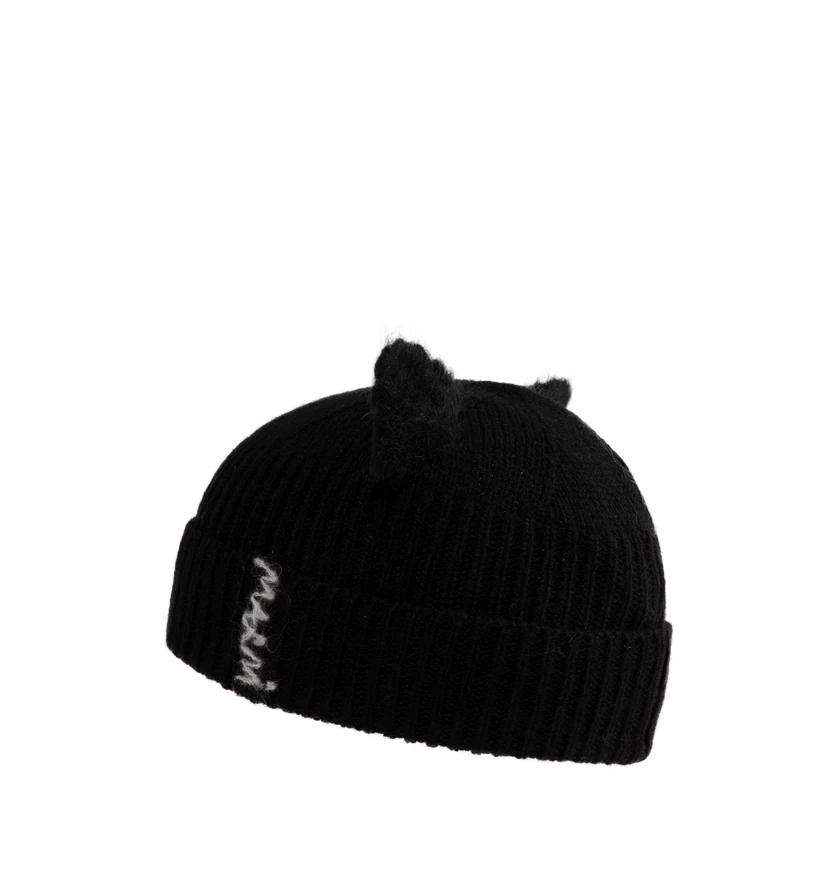 Marni o1h1sh11224 Size: Medium/Kitten Ears Beanie in Black Size ONE SIZE - 2 Thumbnail