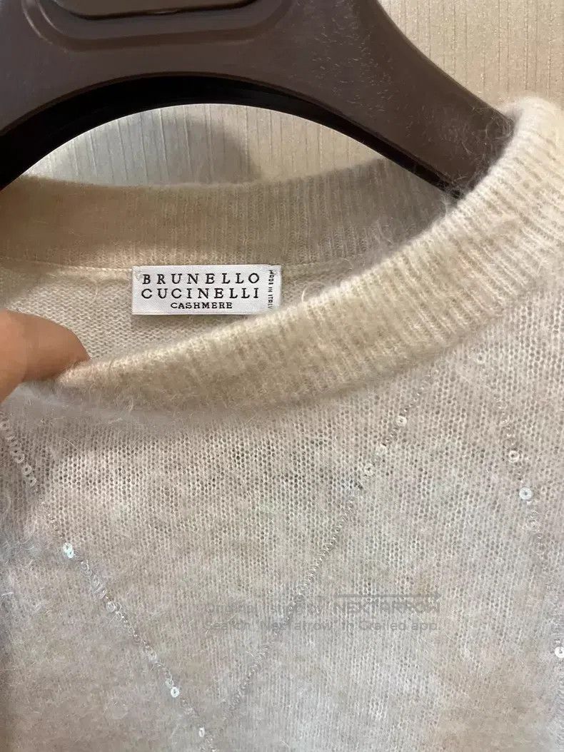 Brunello Cucinelli Brunello Cucinelli Diamond-shaped sequined knitted sweater Size S / US 4 / IT 40 - 4 Thumbnail