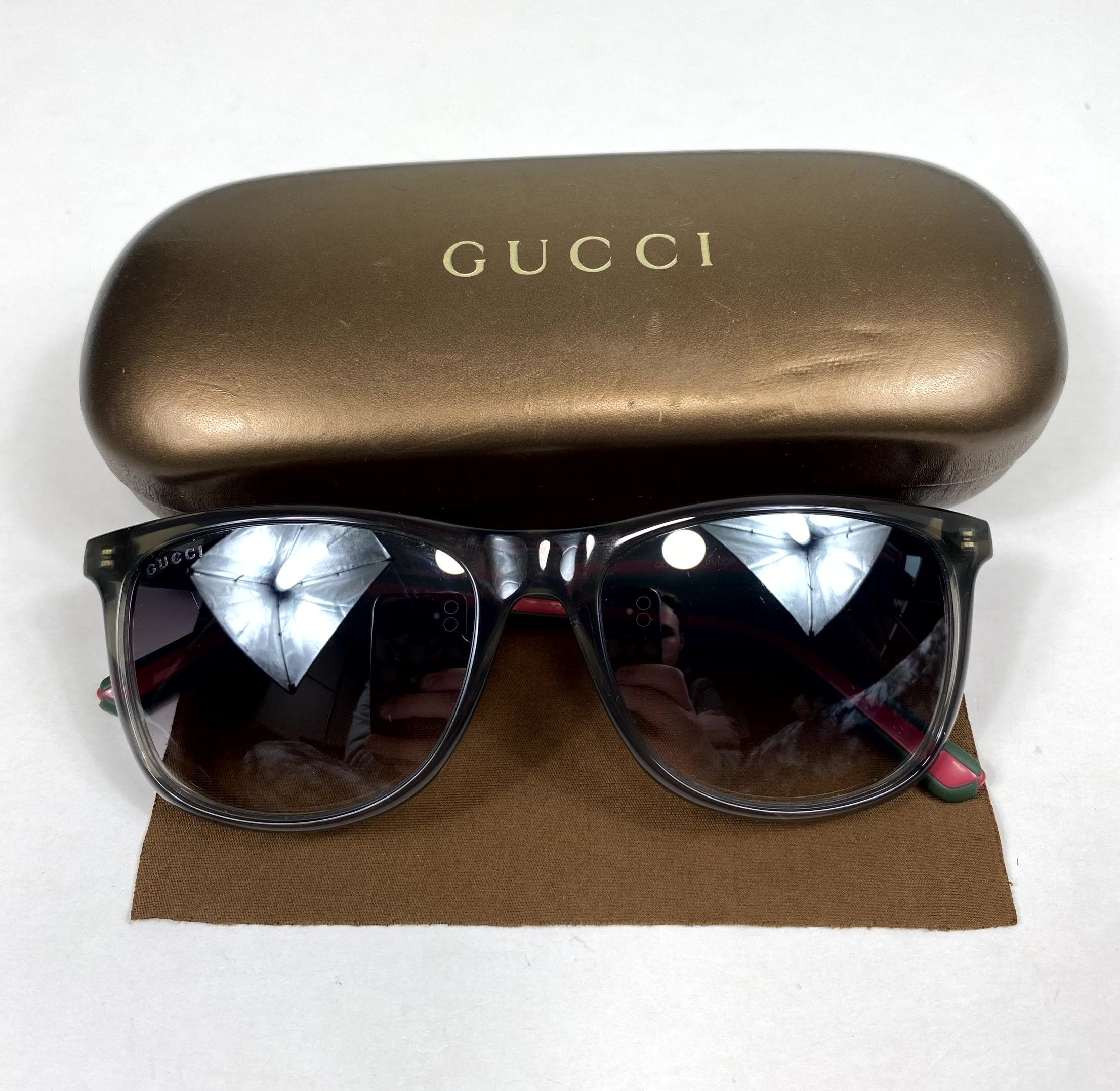 image of Gucci Gg1055/s Rectangular Square Mirrored Web Sunglasses, Men's