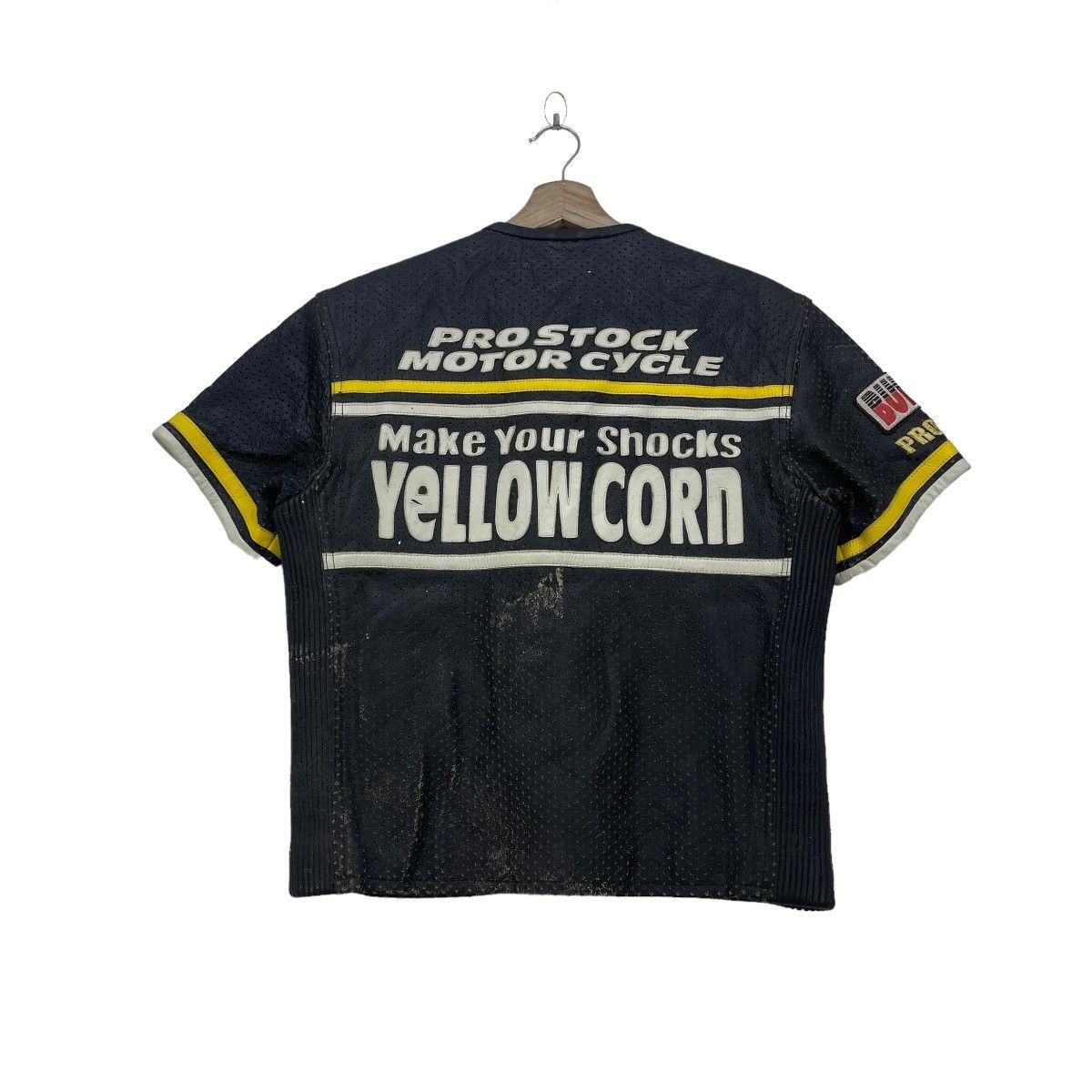 Japanese Brand Black Running Racing Yellowcorn GenuineLeather Short Sleeve Size US L / EU 52-54 / 3 - 2 Thumbnail