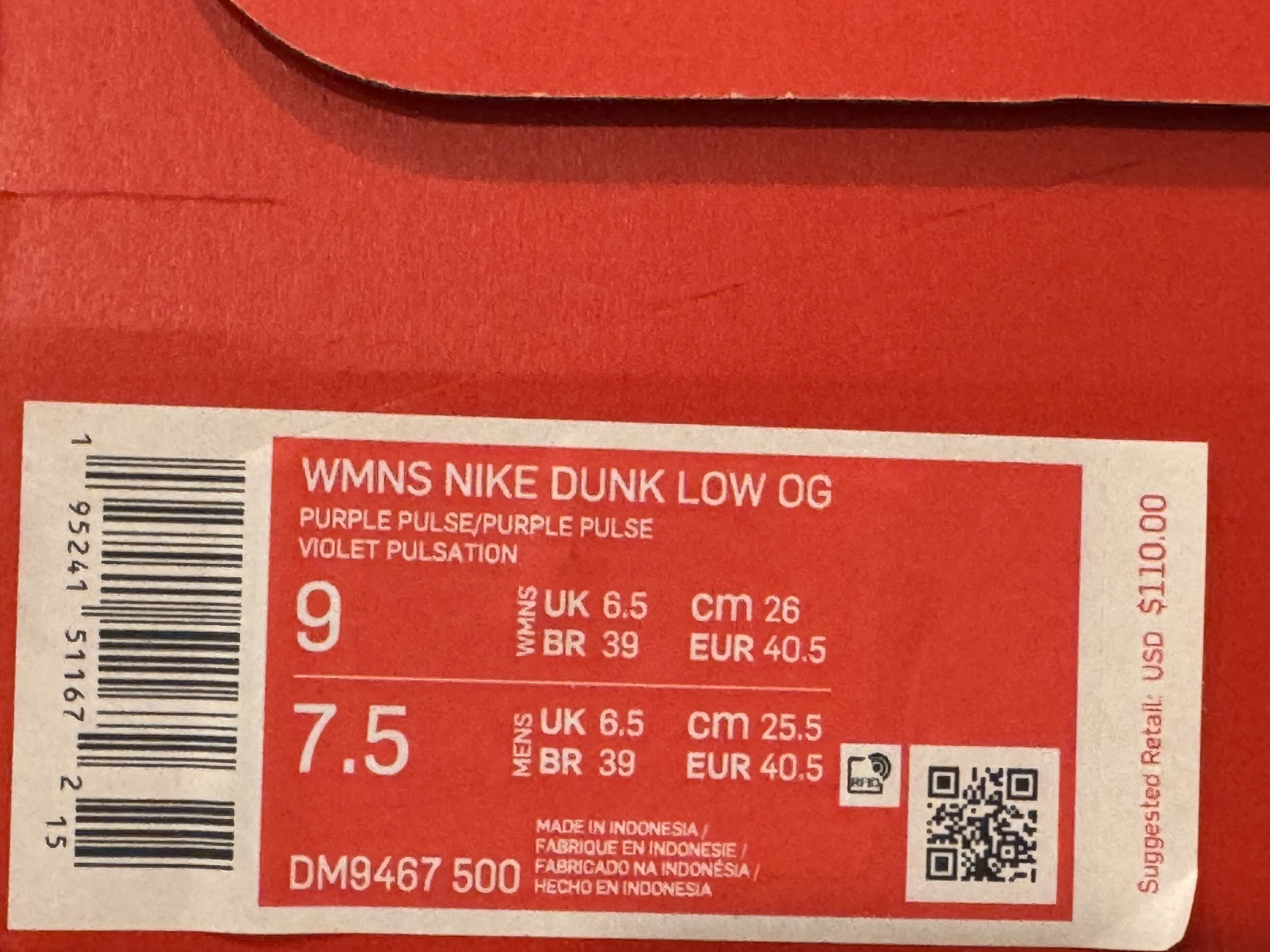 Nike Nike W Dunk Low OG Purple Pulse Size US 9 / IT 39 - 7 Thumbnail