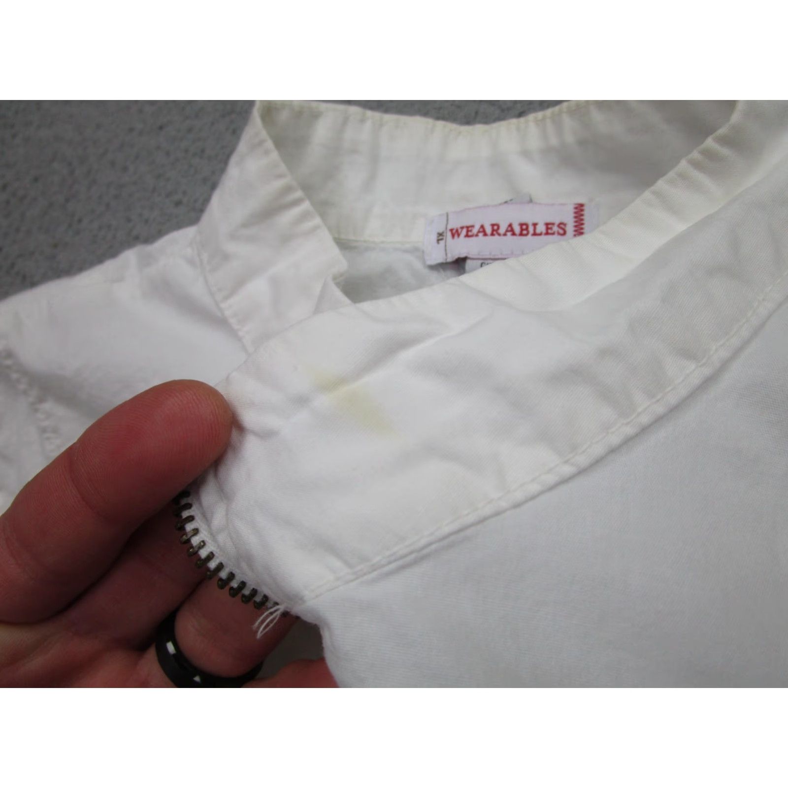 B Sides VINTAGE? Actually not vintage. Wearables Jacket Women 2X White Zip Front Grommet Sides Ruched Back 3/4 Sleeve Size XXL / US 16-18 / IT 52-54 - 6 Thumbnail
