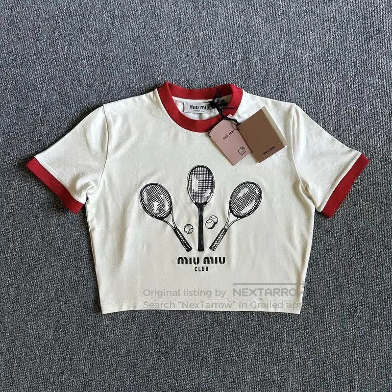 Miu Miu Miu Miu Summer Cotton Cropped T-Shirt . Size S / US 4 / IT 40 - 1 Thumbnail