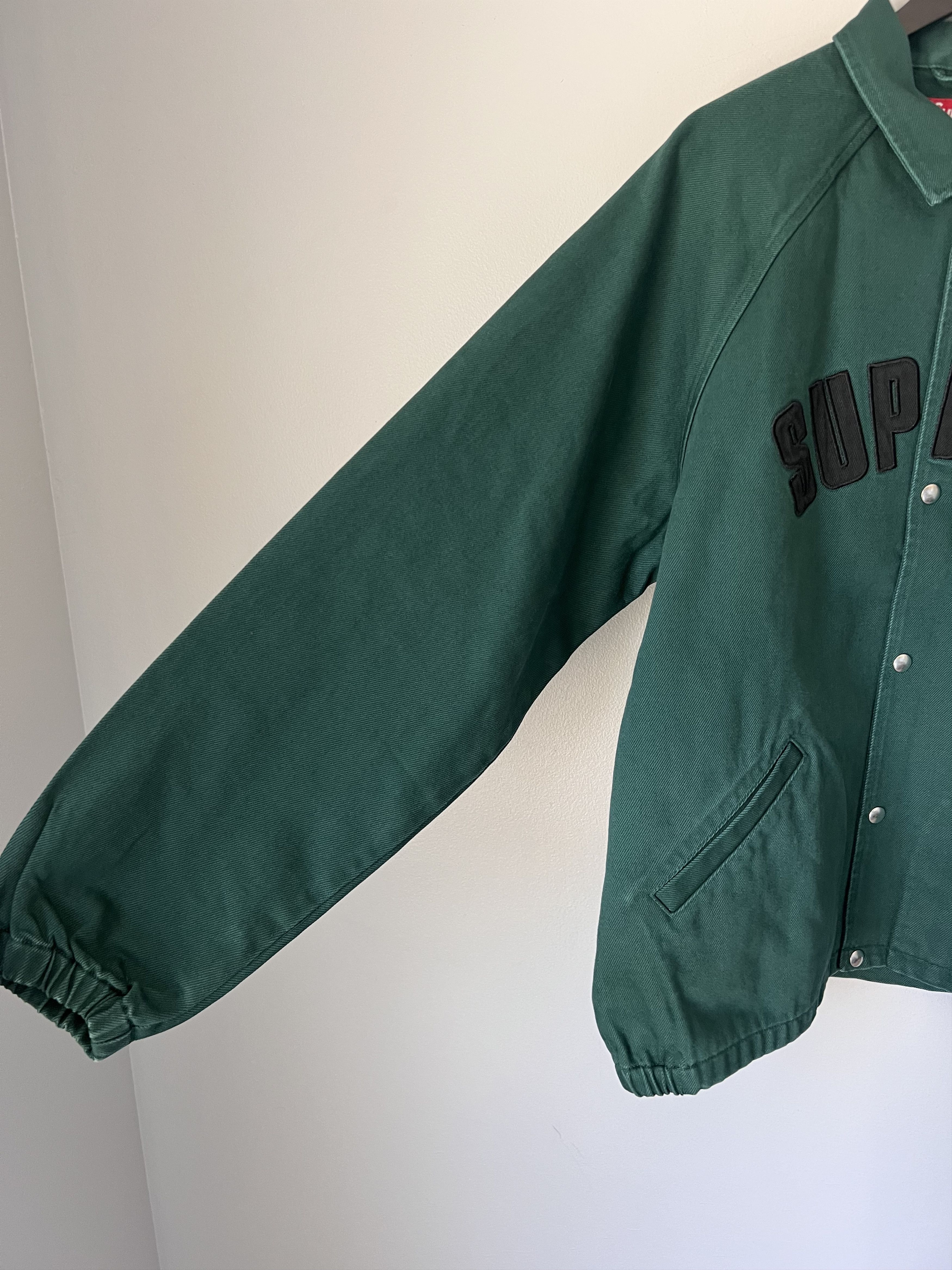 Supreme Supreme Arc Logo Coaches Jacket in Green Denim Size US L / EU 52-54 / 3 - 4 Thumbnail