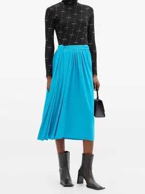 Balenciaga o1y0625 Midi Skirt in Azure Size 28" / US 6 / IT 42 - 3 Thumbnail