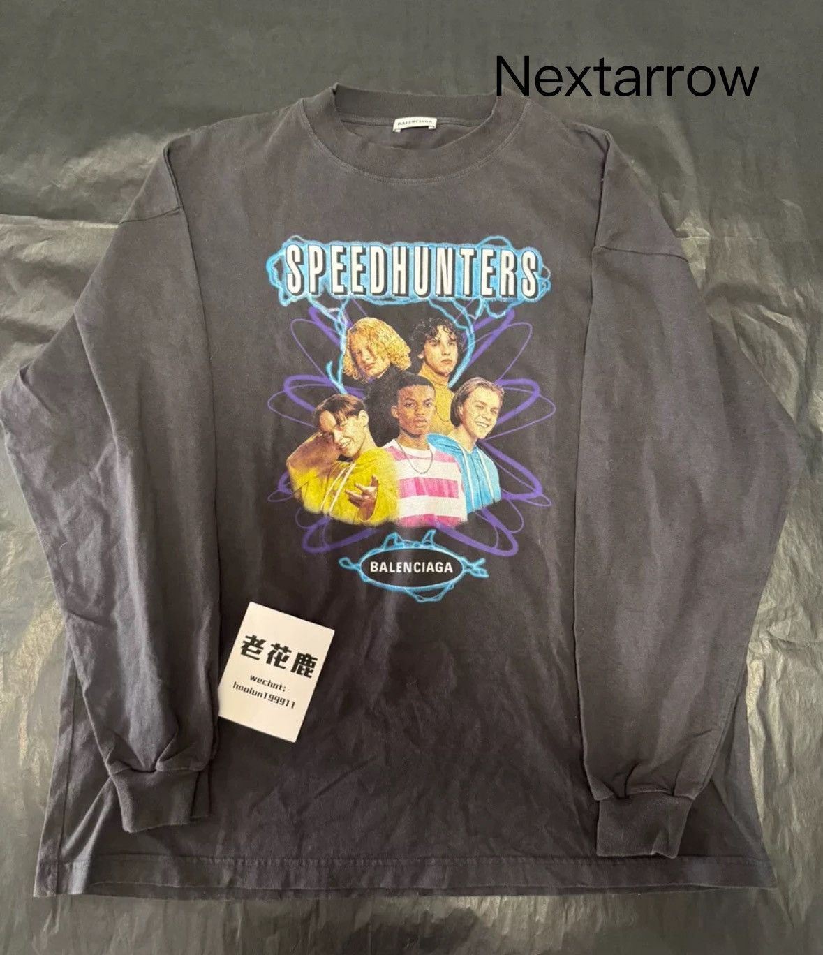 BALENCIAGA FW18 Printed Logo Long Sleeve T-shirt