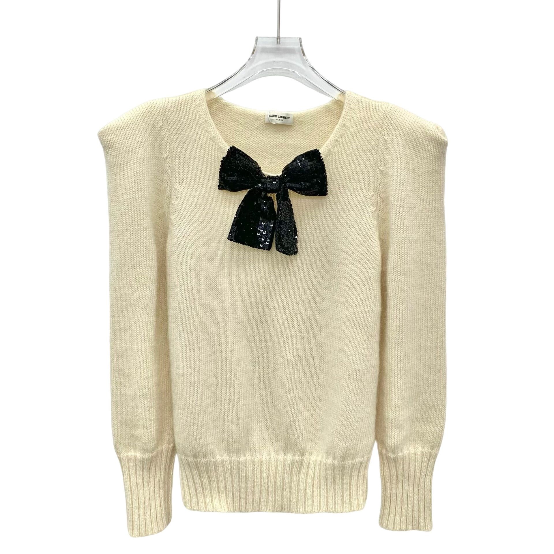 Saint Laurent Paris Saint Laurent Bow Sequin Mohair Wool Sweater S Size S / US 4 / IT 40 - 1 Thumbnail
