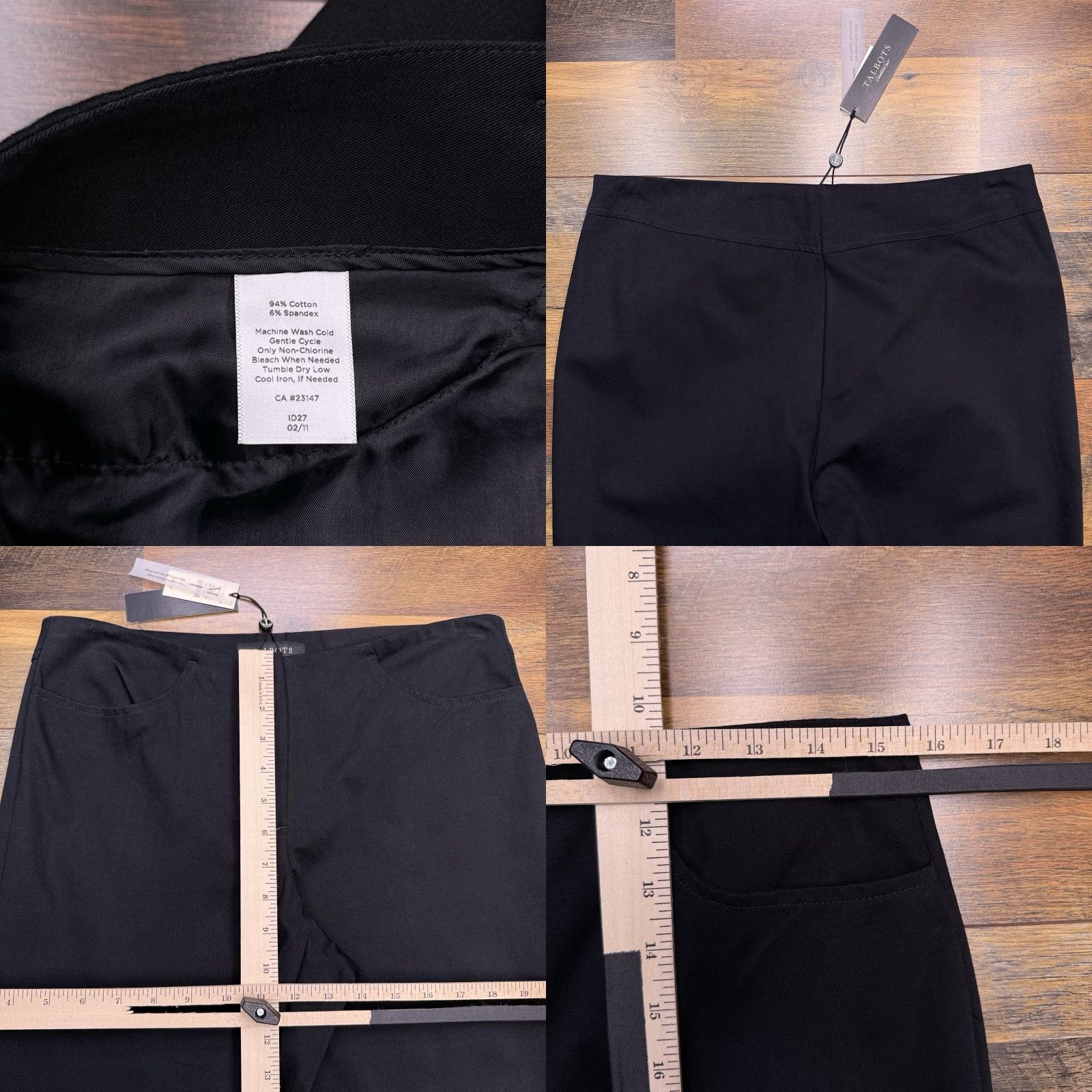 Talbots Talbots Black Stretch Twill Pants Womens 8 Mid Rise Slim Straight Flat Front Machine Washable City Preppy Dress Pants Women Size 30" / US 8 / IT 44 - 8 Thumbnail
