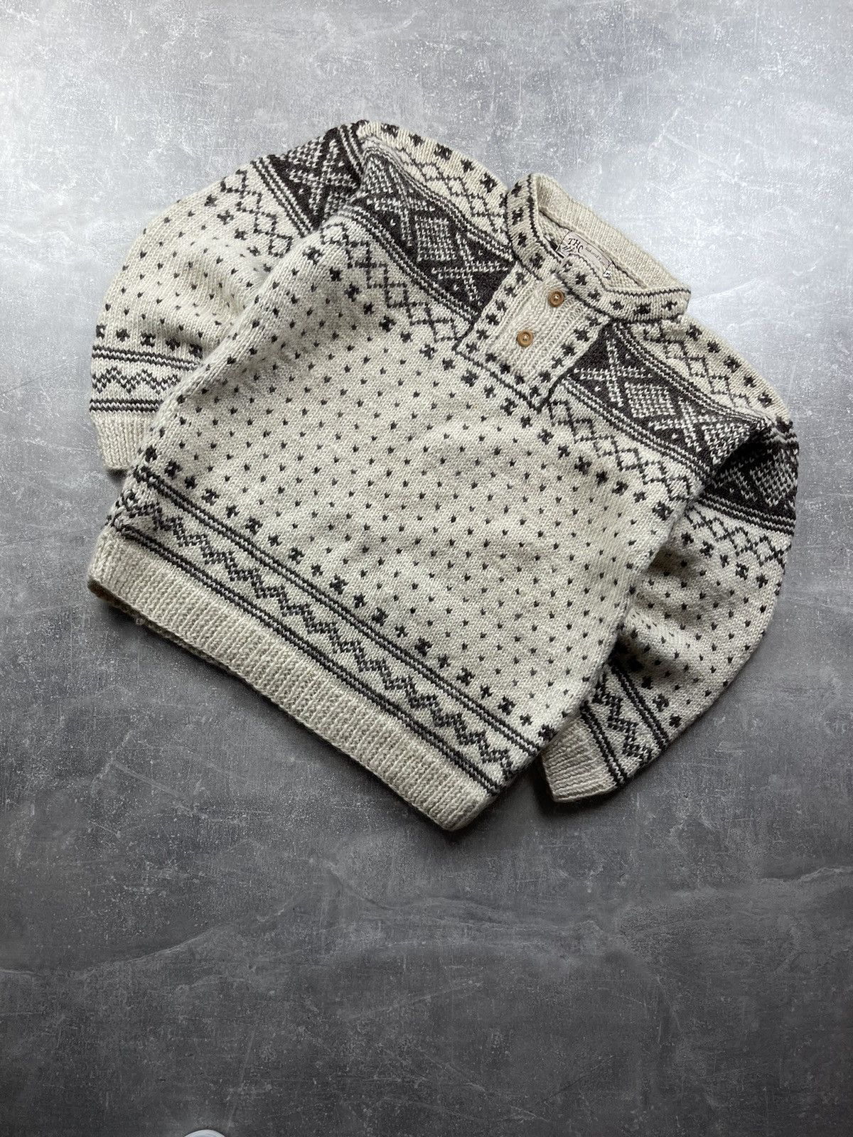 Vintage THG Natural Line Nordic Wool Sweater Scandinavian Pattern Size US XL / EU 56 / 4 - 1 Thumbnail