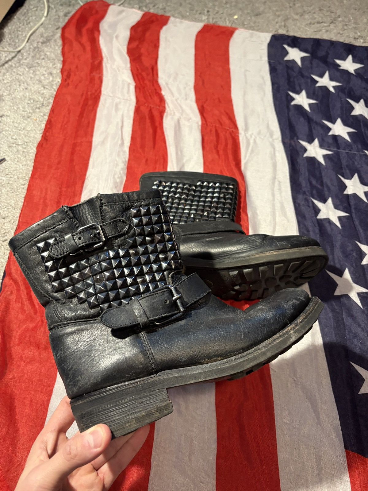 Balmain 🔥 ASH lether biker boots Y2K Size US 5.5 / EU 38 - 4 Thumbnail