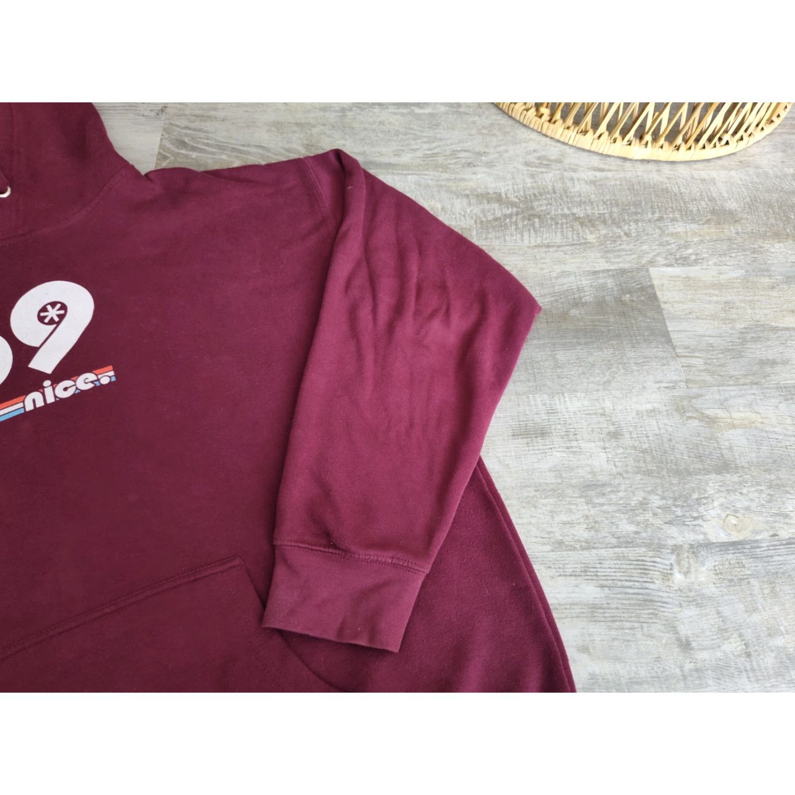 Vintage Men's Burgundy Hooded Sweatshirt Hoodie 2XL Fleece EUC Size US XXL / EU 58 / 5 - 3 Thumbnail