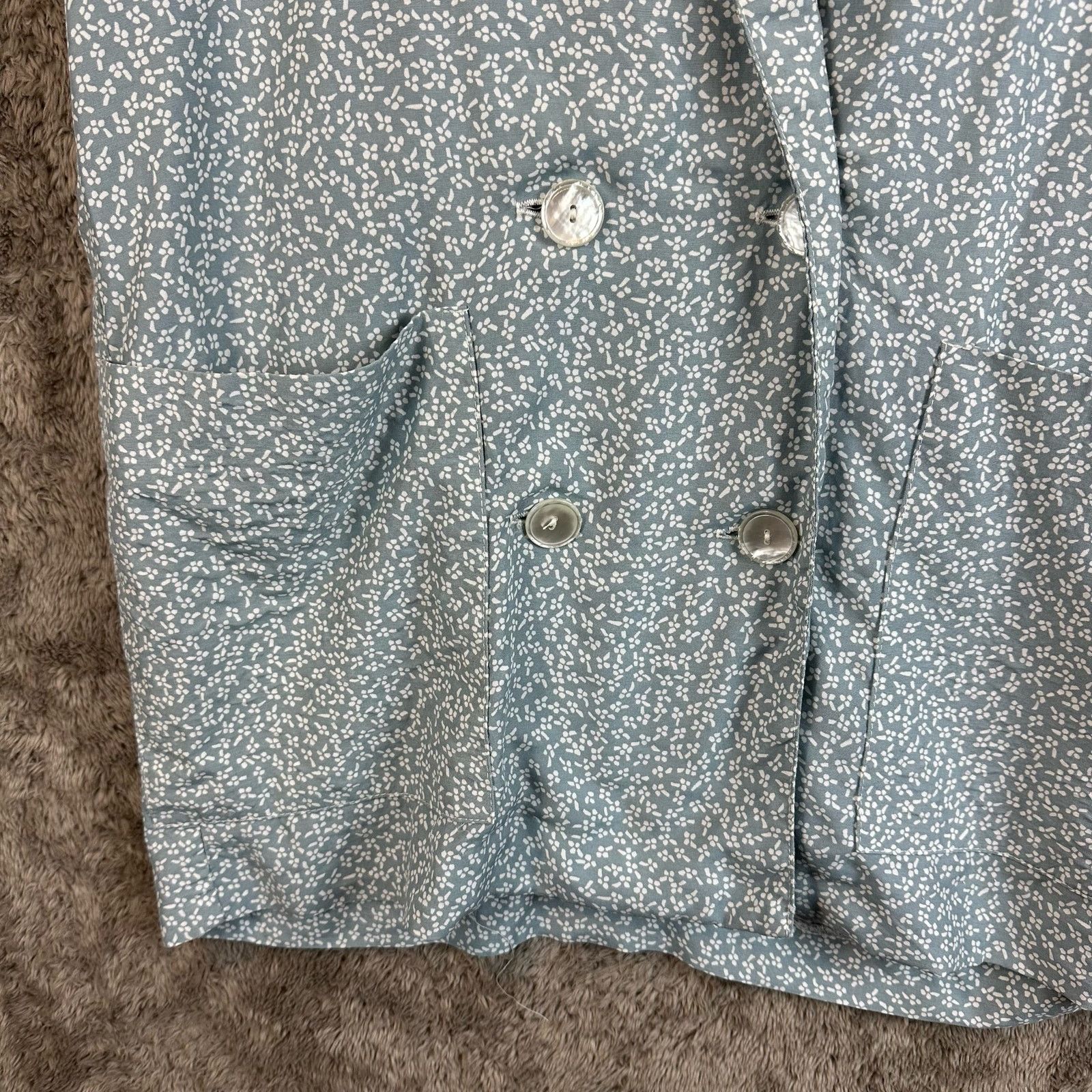 Vintage Vintage Double Breasted Blue Floral Mini Dress Tunic Jacket Size S / US 4 / IT 40 - 4 Thumbnail