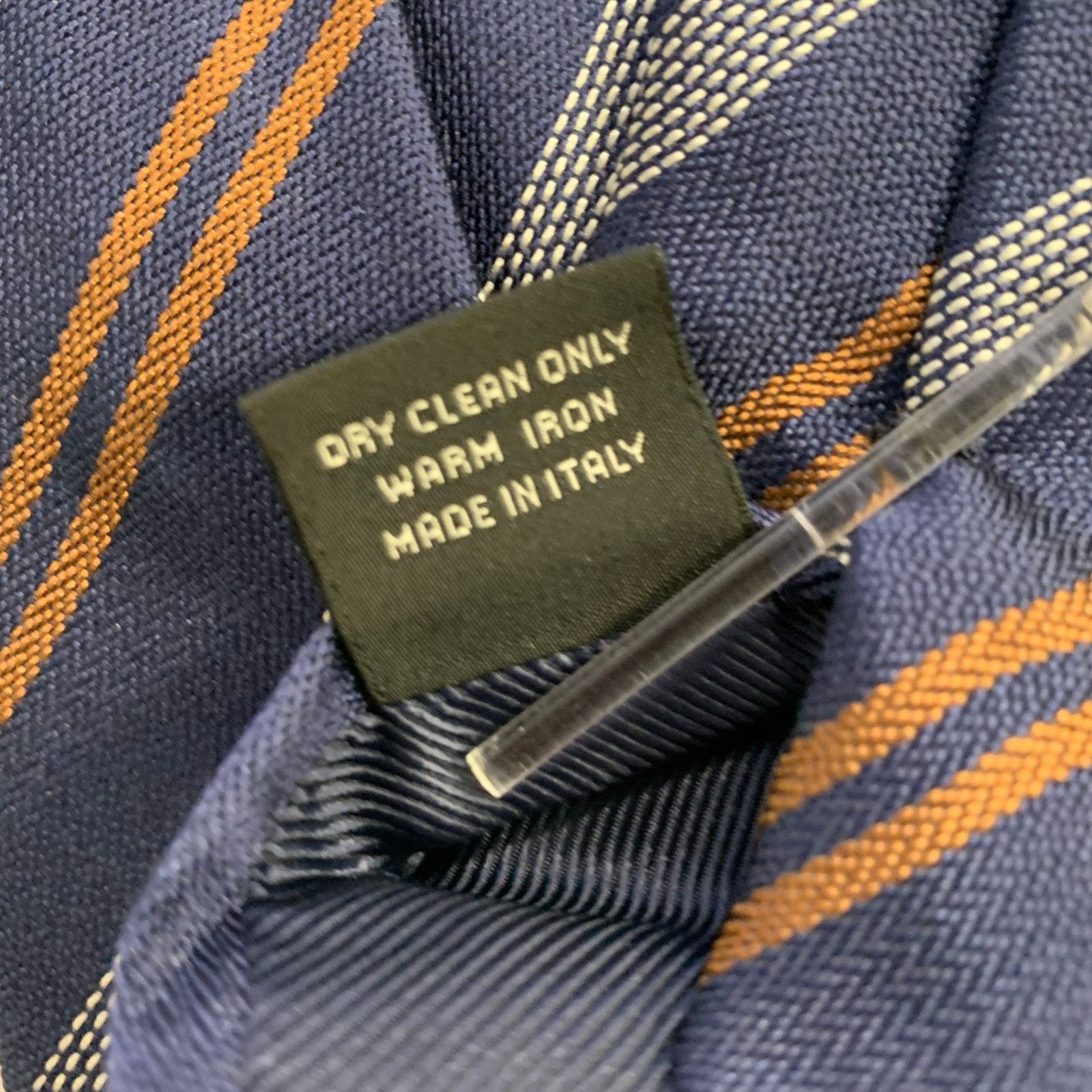 Ermenegildo Zegna ERMENEGILDO ZEGNA Navy Brown Grey Diagonal Stripe Silk Tie Size ONE SIZE - 4 Thumbnail