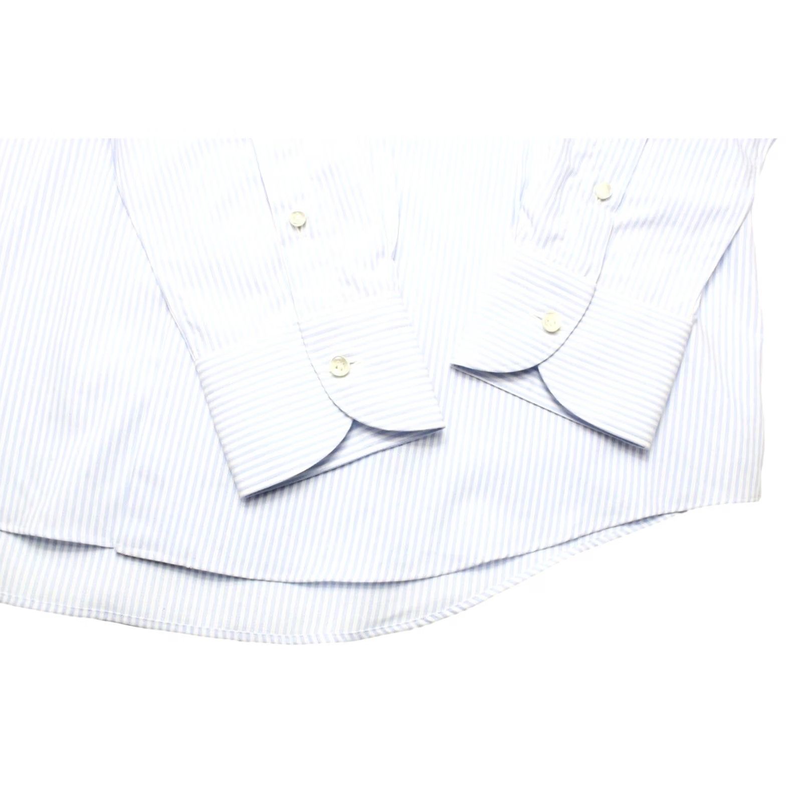 Suitsupply SUITSUPPLY Custom Made Slim Fit Formal Shirt Men's 43/17 Pinstripe Spread Neck Blue Size 46R - 5 Thumbnail