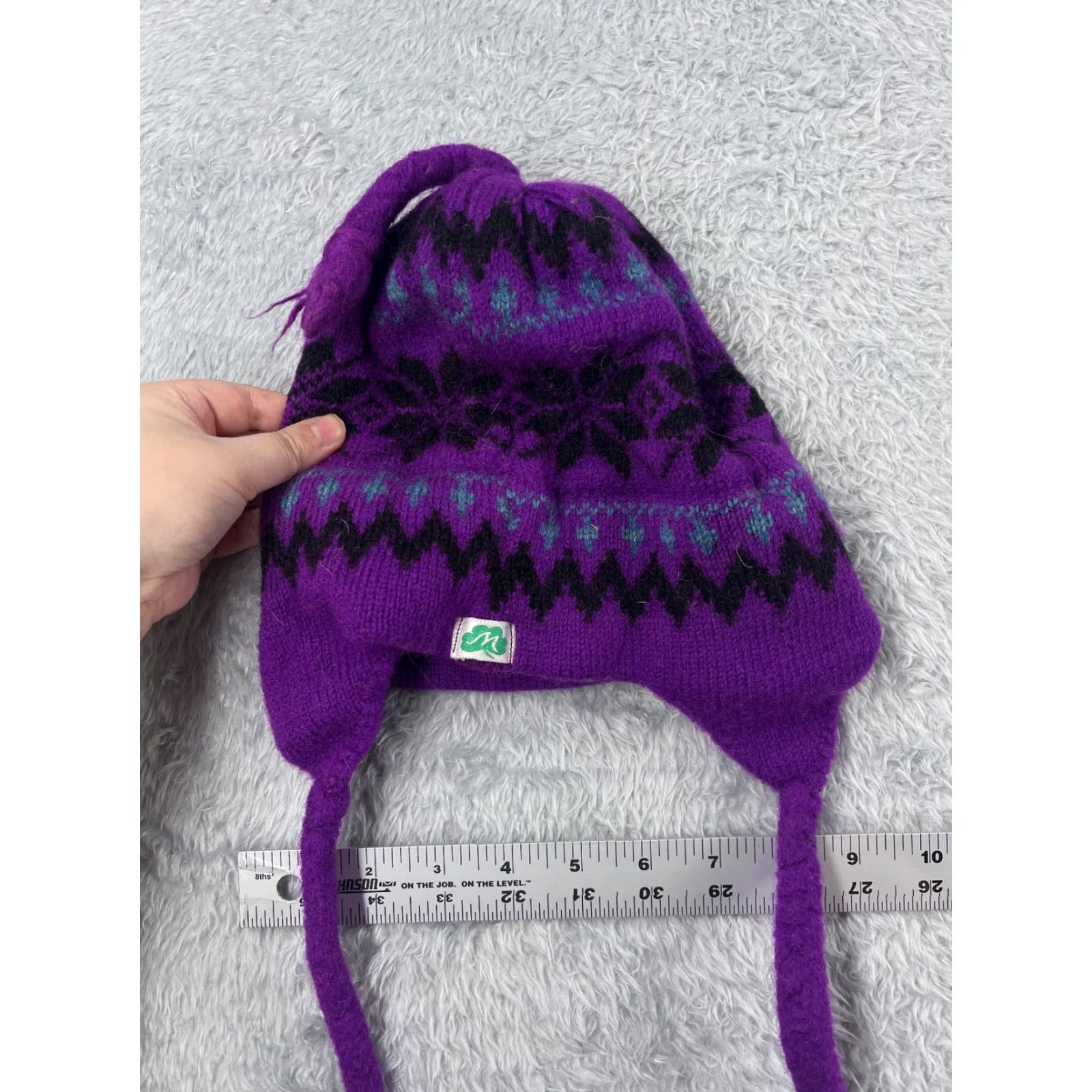 Vintage VINTAGE Original Moriarty Hat Beanie Toque Adult OS Purple Fair Isle Ear Flaps Wool Tassel Size ONE SIZE - 5 Thumbnail