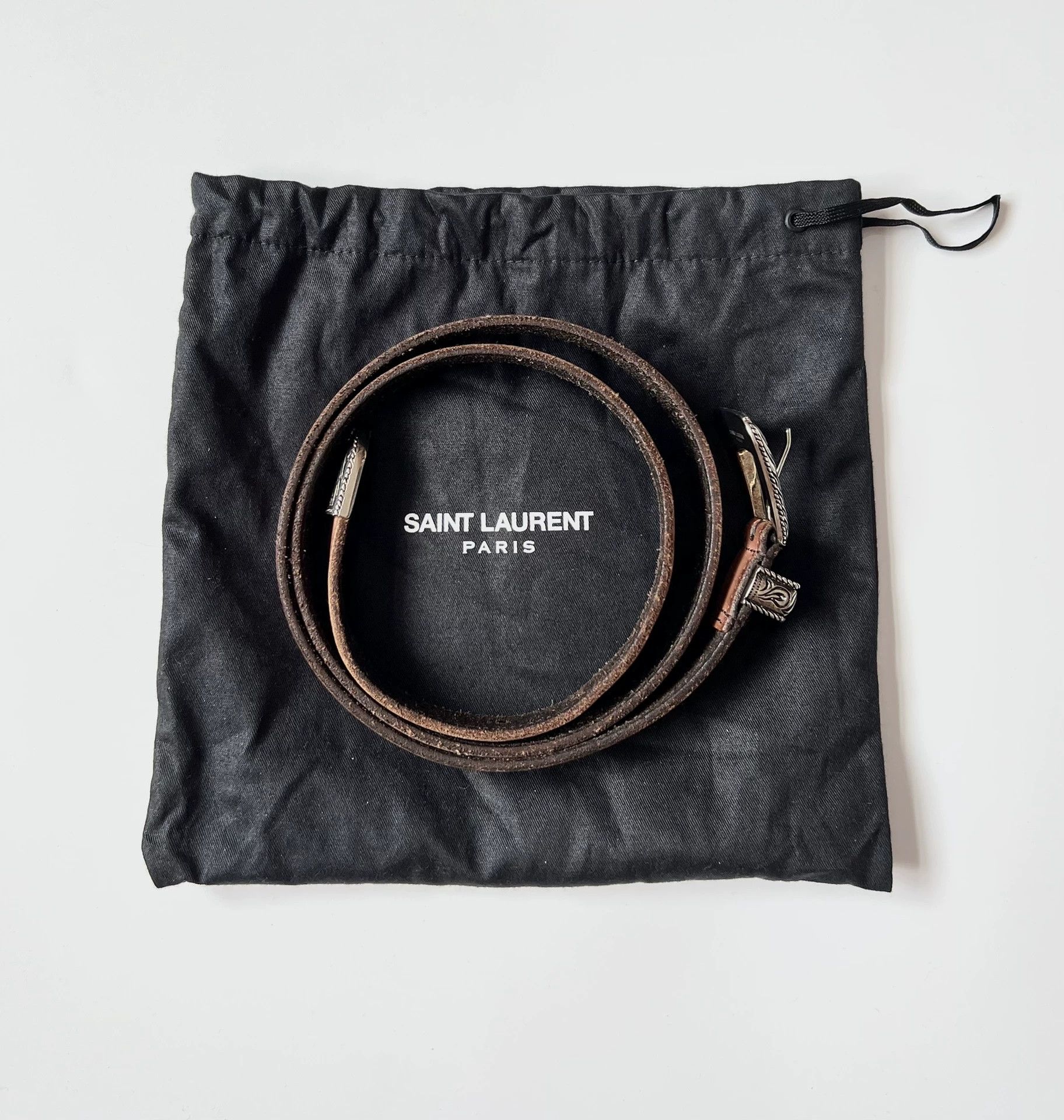 Saint Laurent Paris Saint Laurent SLP Carved Western Leather Belt 85cm Tan Size ONE SIZE - 3 Thumbnail