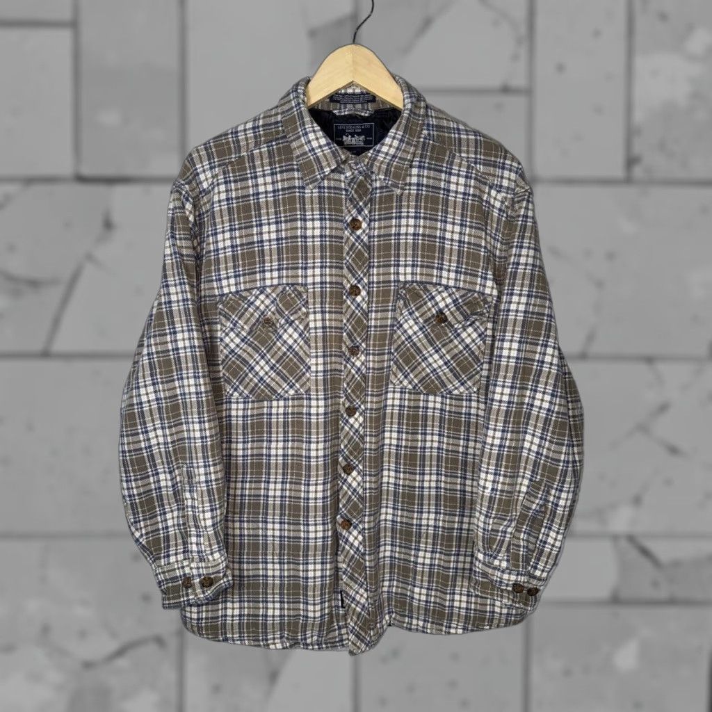Vintage VTG LEVI STRAUSS Flannel Quilted Jacket Mens Large 100% Cotton Shell Shacket Size US L / EU 52-54 / 3 - 1 Thumbnail