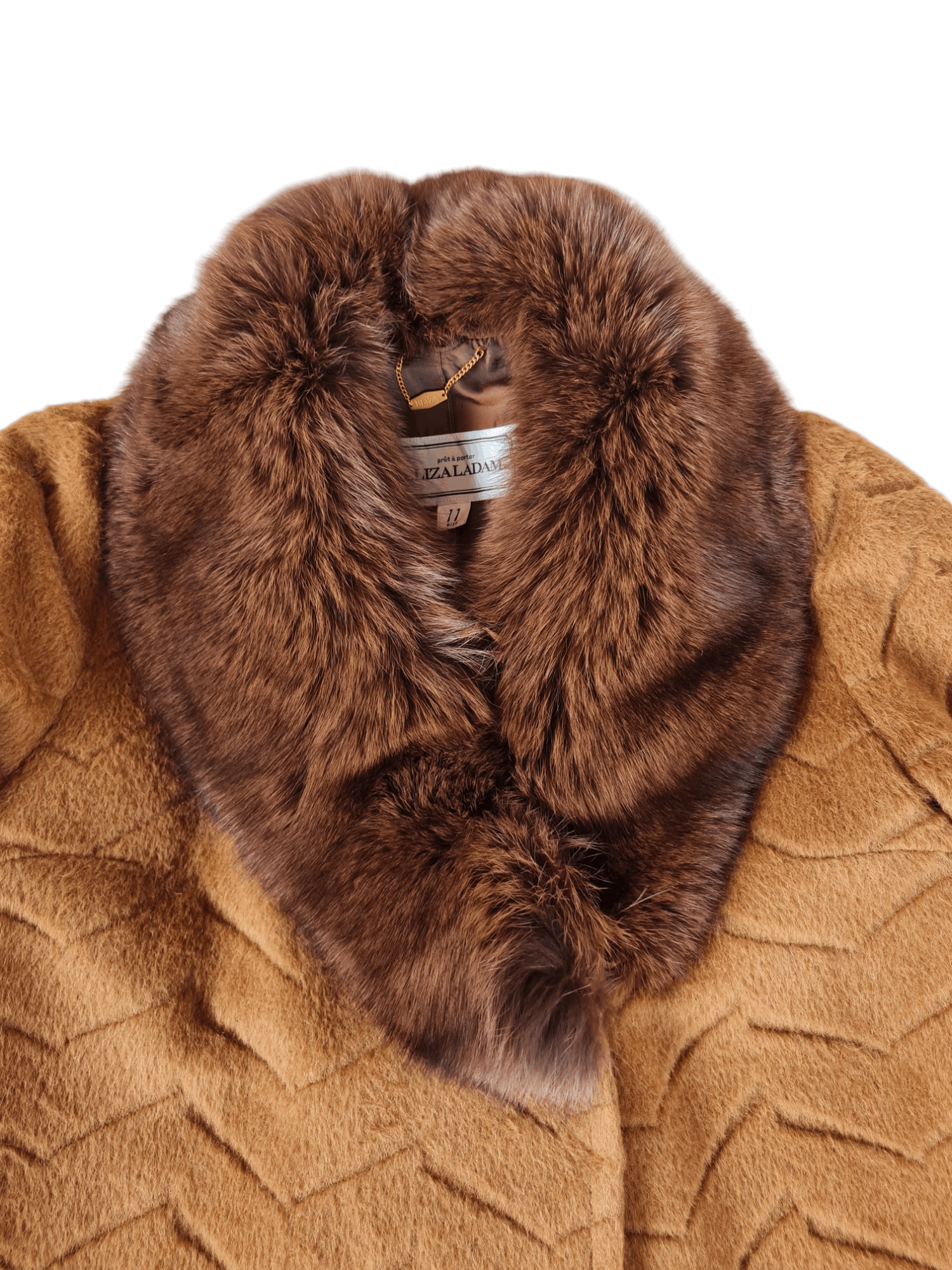 Japanese Brand × Vintage Vtg Elizaladam Fur Wool Jacket Brown Size L / US 10 / IT 46 - 3 Thumbnail
