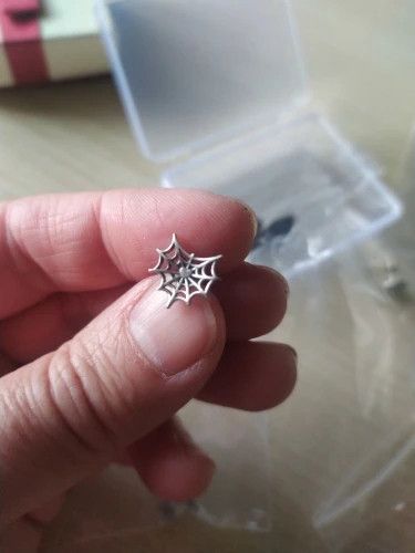 Jewelry Spider Web Heart Stud Earrings 925 Sterling Ear Studs Charms Size ONE SIZE - 1 Thumbnail