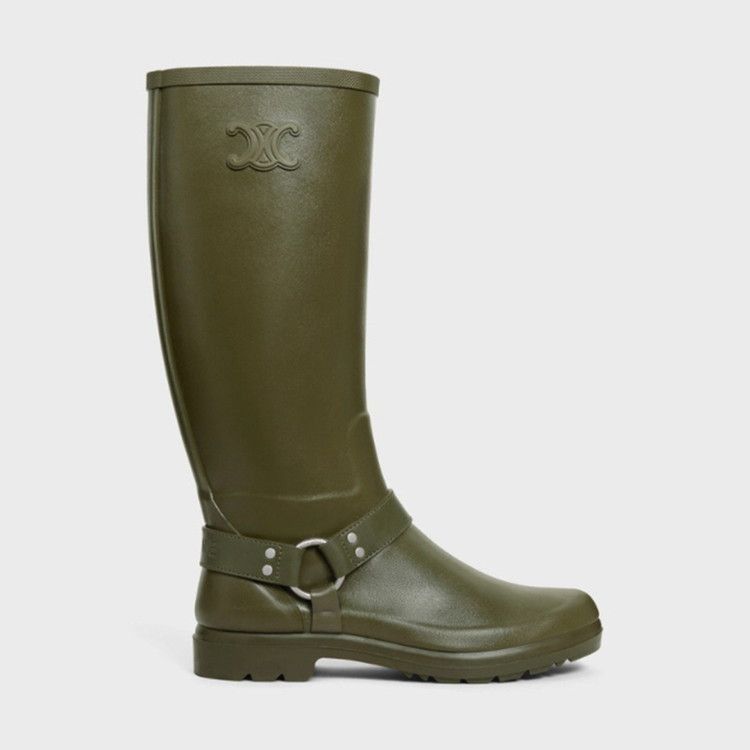 レインシューズ CELINE | HIGH RAIN BOOTS IN RUBBER AND CALFSKIN Women's High Celine rain boots in natural rubber | CELINE | 24S