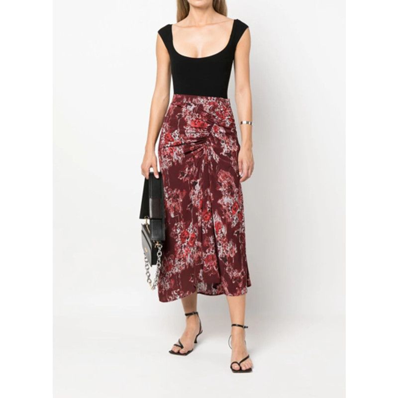 image of Iro Alise Abstract Print Skirt in Red, Women's (Size 28)
