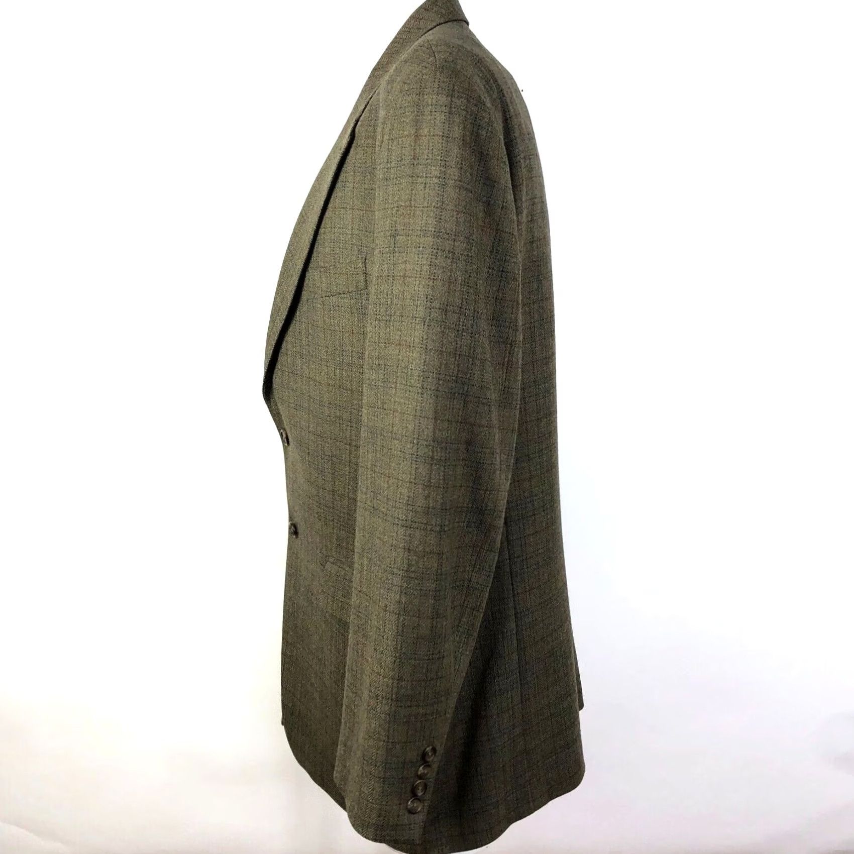 Chaps Chaps Ralph Lauren Two-Button Sport Coat Jacket Brown 45 100% Lambs Wool Notch Lapel Single-Vented Suit Jacket Regular Men's Clothes Plaid Vintage: No Size 48R - 3 Thumbnail