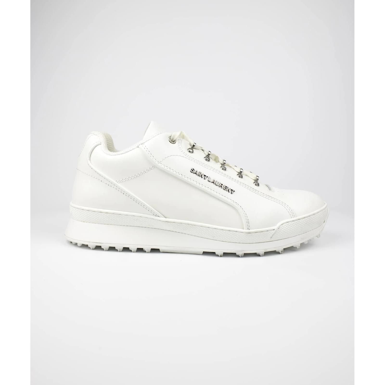 Saint Laurent Paris o1y0325 Logo Low-Top Sneakers in White Size US 7 / EU 40 - 1 Thumbnail