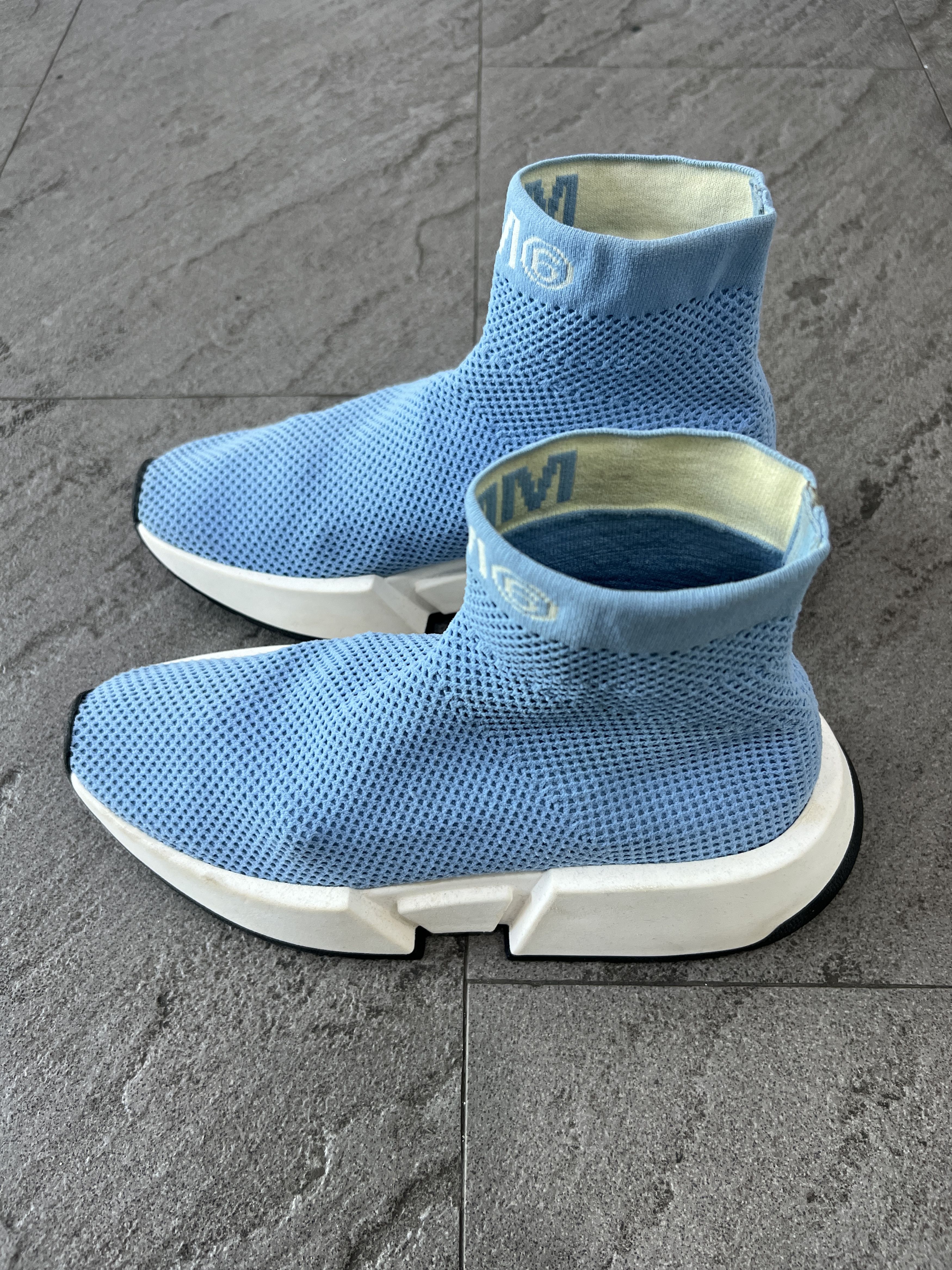 Maison Margiela MM6 Maison Margiela Blue Knit Sock Logo High Top EU39 Size US 9 / IT 39 - 2 Thumbnail