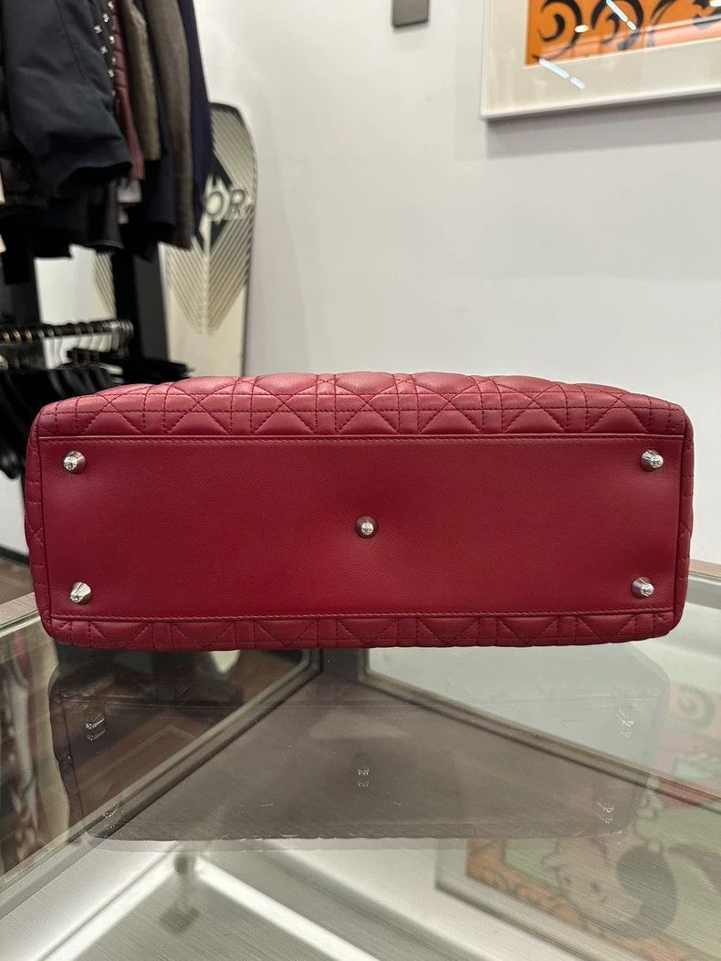Dior Lady Dior Red Lambskin Handbag 33cm-2506 Size ONE SIZE - 4 Thumbnail
