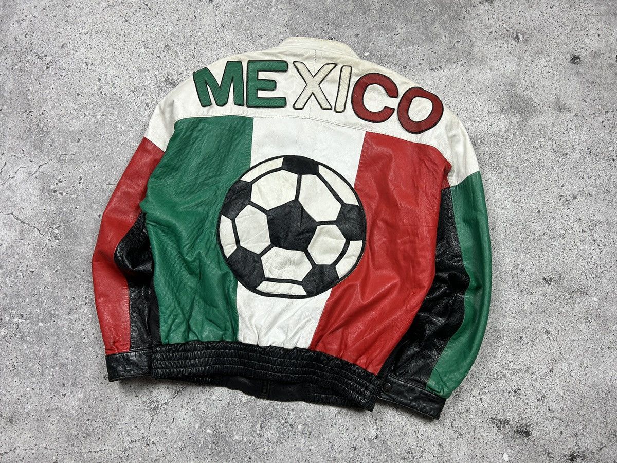 Mexicana × Vintage 1996 Mexico World Cup Usa Leather Jacket Size US L / EU 52-54 / 3 - 2 Thumbnail