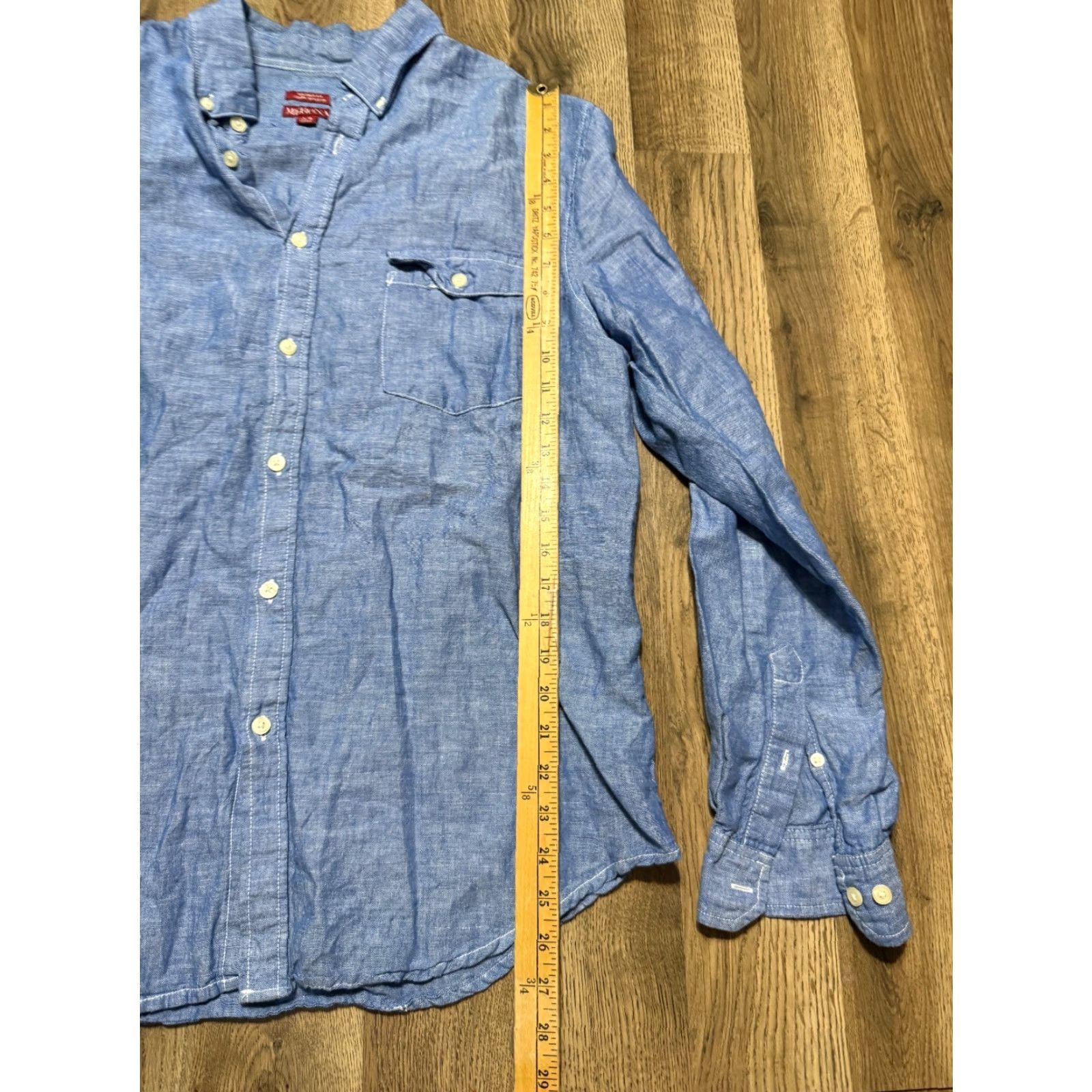 Merona Merona Shirt Men's Size Large Blue Long Sleeve Button Up Shirt Jean Size US L / EU 52-54 / 3 - 7 Thumbnail