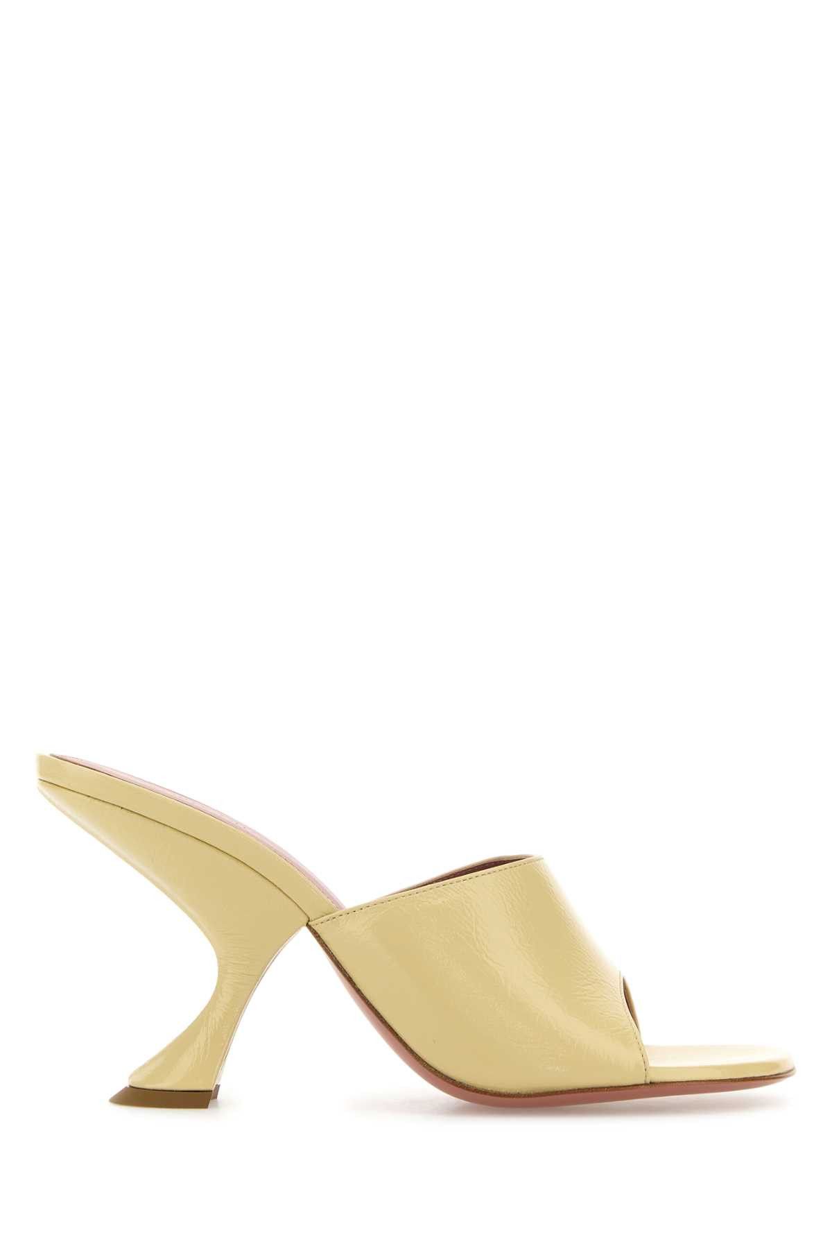 Amina Muaddi Pastel Yellow Leather Taylor Mules Size US 10 / IT 40 - 1 Thumbnail
