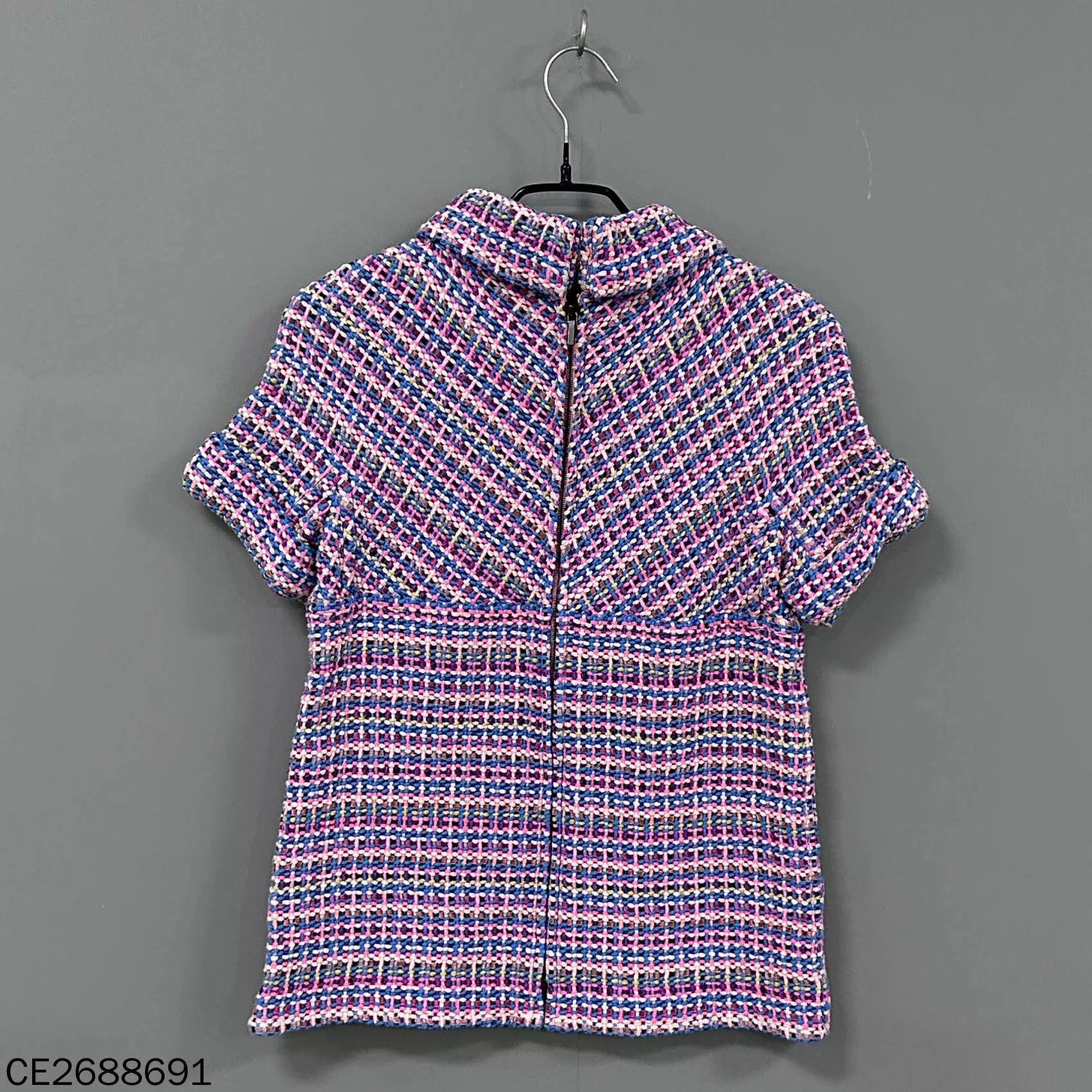 Chanel Chanel women's pink & blue woven short - sleeve top Size XS / US 0-2 / IT 36-38 - 3 Thumbnail