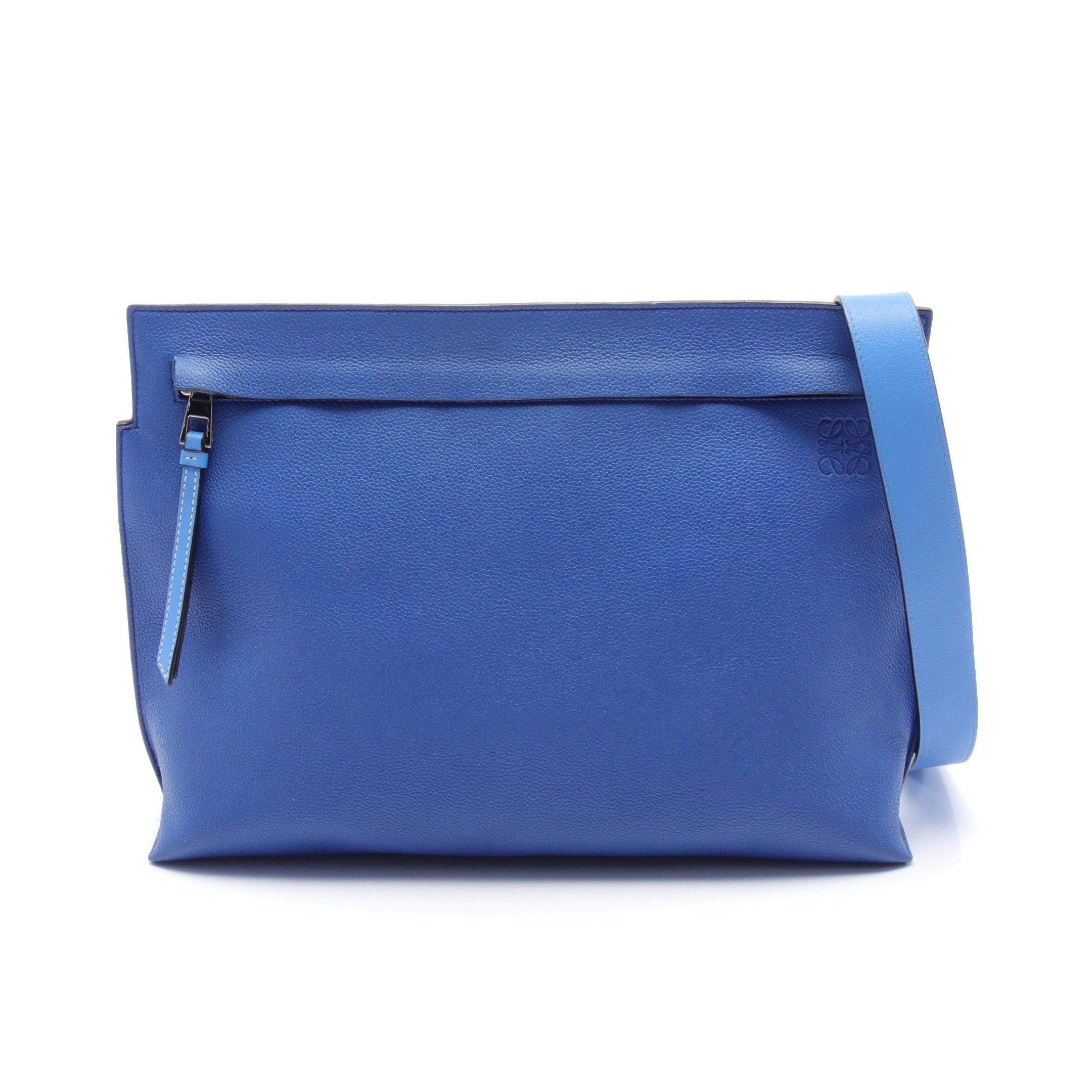 image of Loewe T Messenger Bag Shoulder Bag Leather Blue Light Blue Bicolor, Men's
