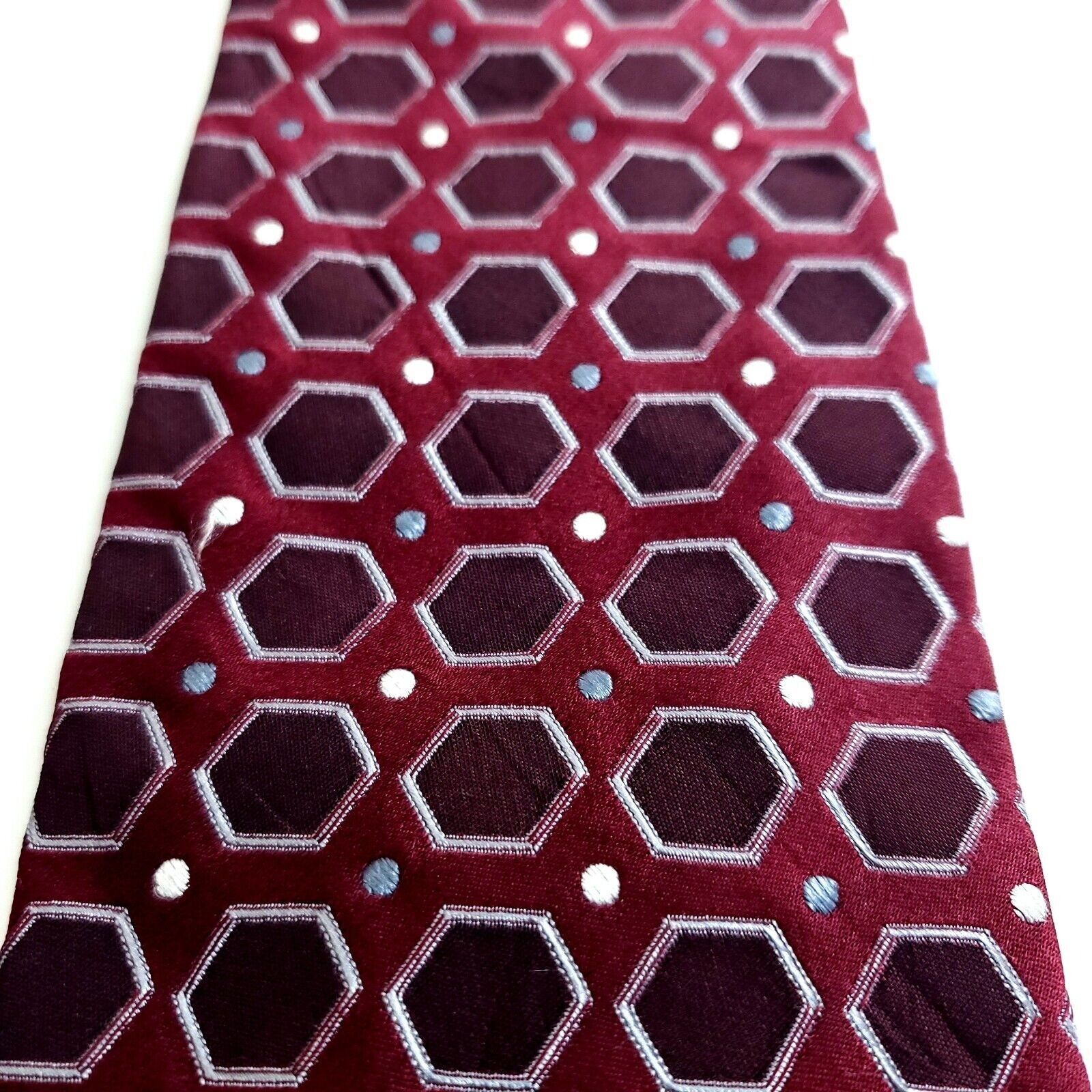 XMI Platinum XMI Red Purple Woven Geometric Silk Tie Size ONE SIZE - 2 Thumbnail