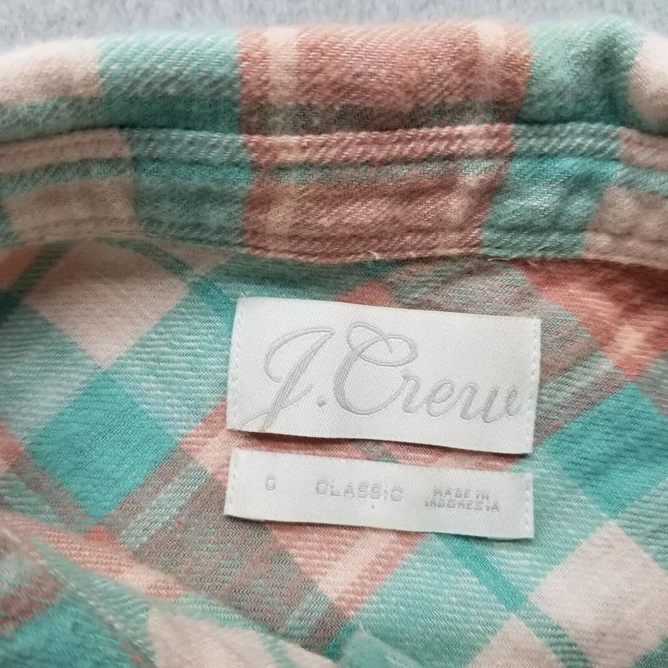 J.Crew J Crew Shirt Womens 0 Green Plaid Flannel Button Up Casual Size XS / US 0-2 / IT 36-38 - 6 Thumbnail
