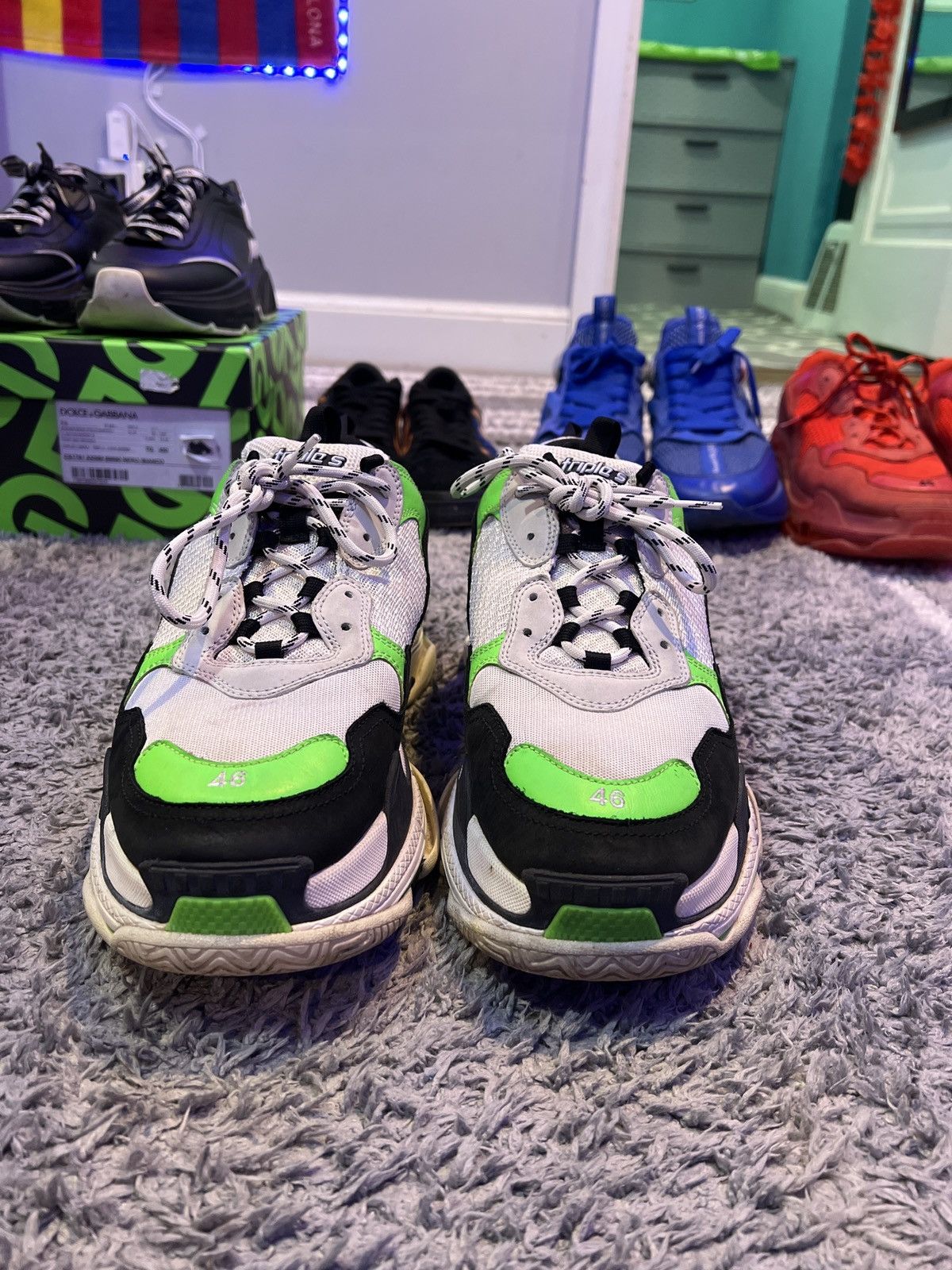 Balenciaga Balenciagas triple s “white green fluo” Size US 13 / EU 46 - 3 Thumbnail