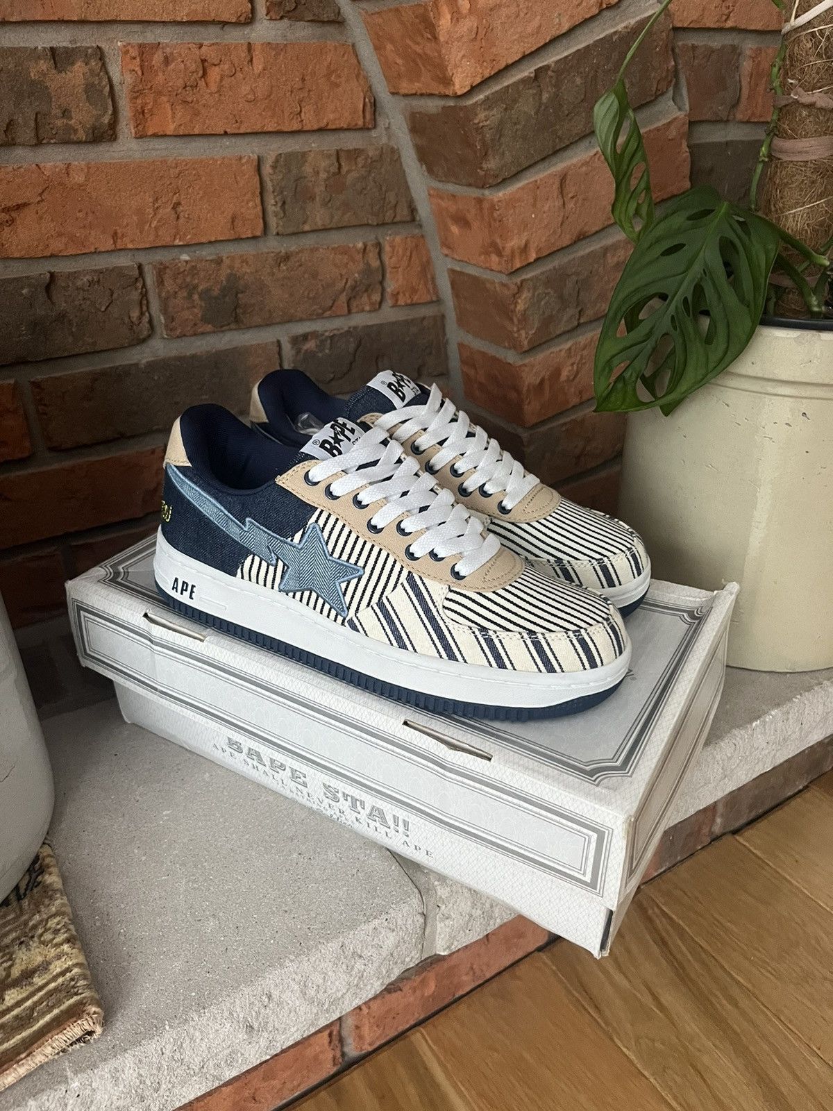 Bape Rare Nigo A Bathing Ape Bapesta Denim 3 2008 Size US 9.5 / EU 42-43 - 3 Thumbnail