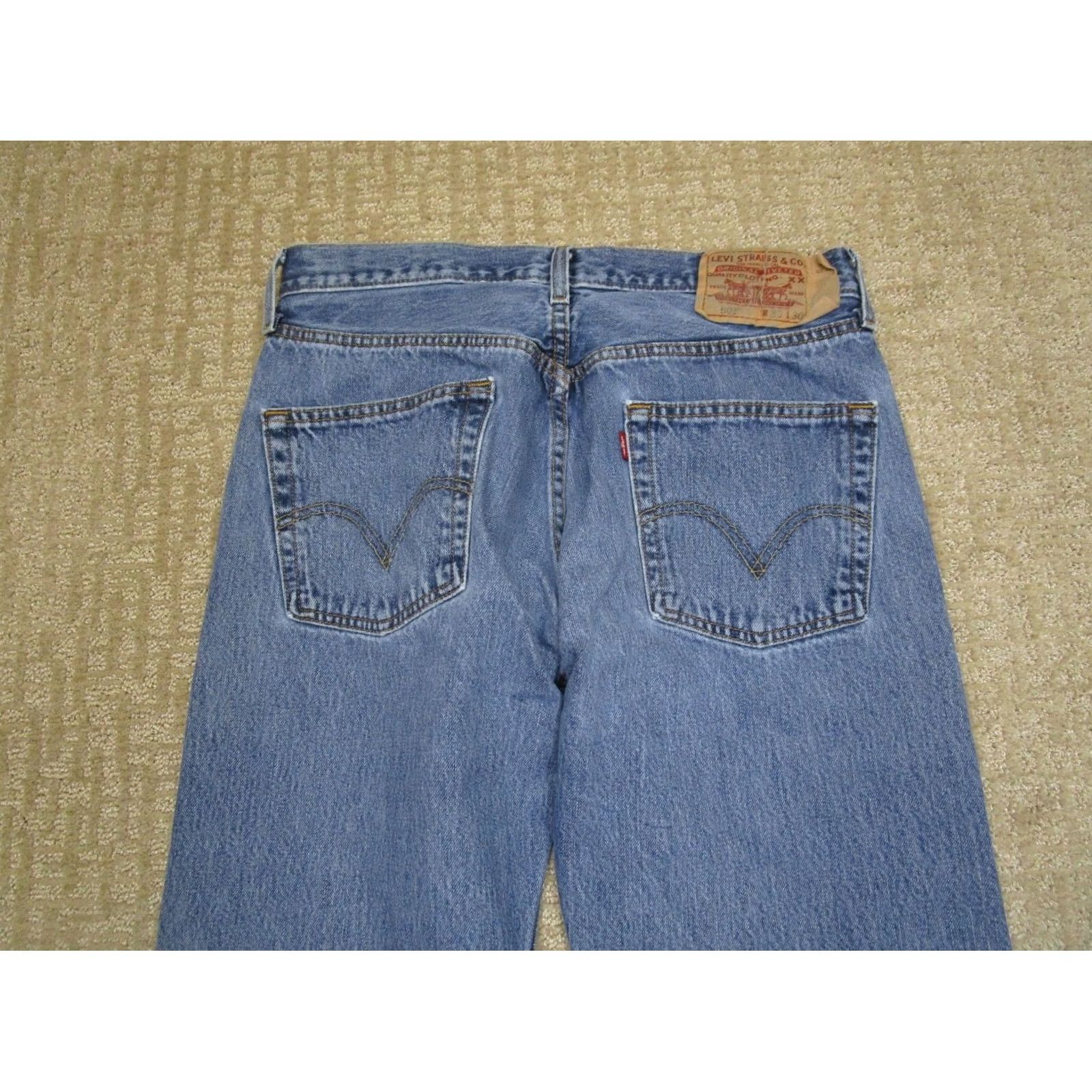 Levi's Vintage Levi's 501 Jeans Men 33x30 Light Wash Blue Button Fly Denim Straight 5-Pocket Regular Rise Mens Jeans Size US 33 - 3 Thumbnail