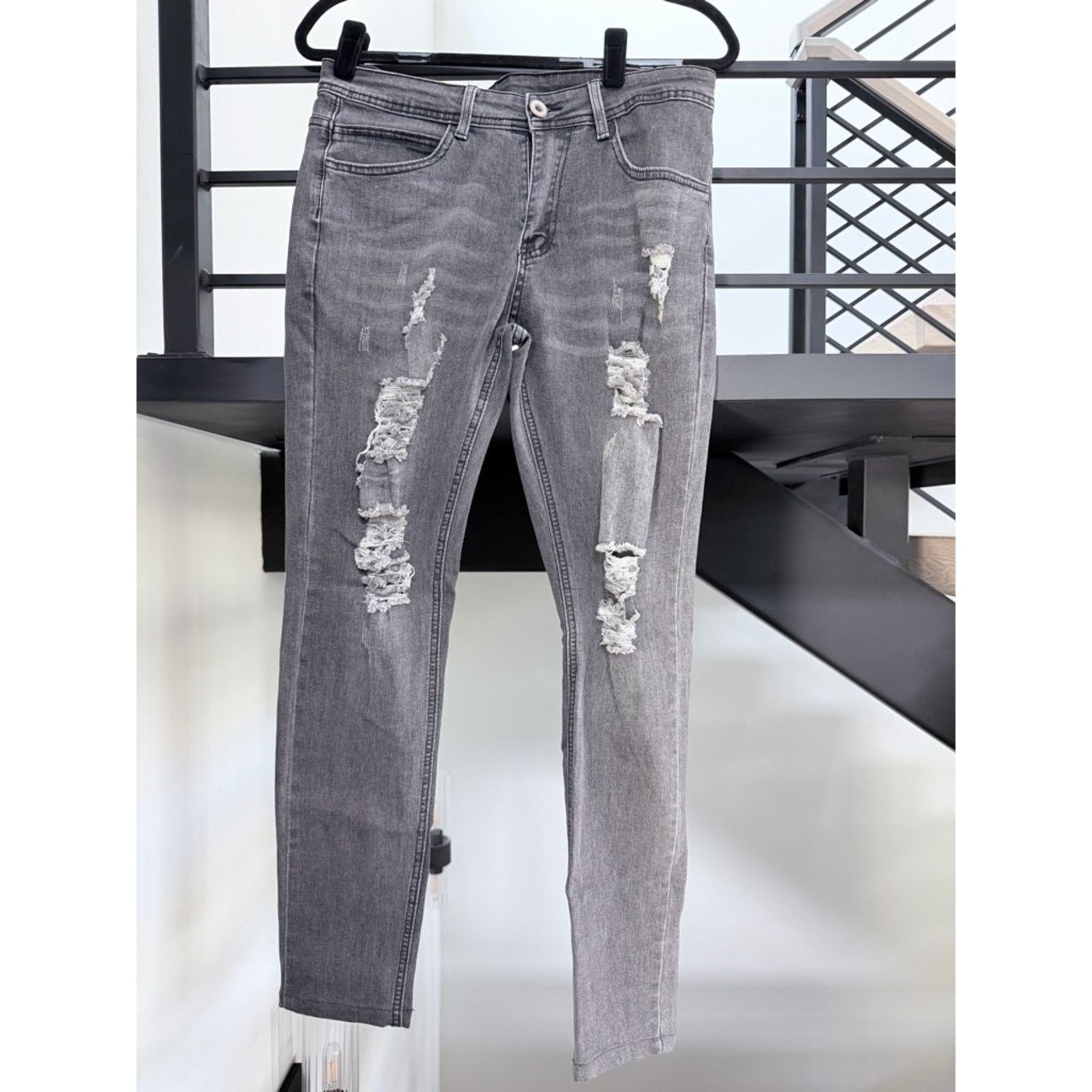 Other Gray Distressed Mens Skinny Jeans size 30 Size US 30 / EU 46 - 1 Thumbnail